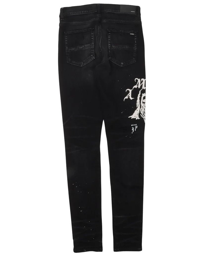 Amiri × Wes Lang o1w1db10125 Reaper Logo Jean in Black Size US 30 / EU 46 - 2 Thumbnail