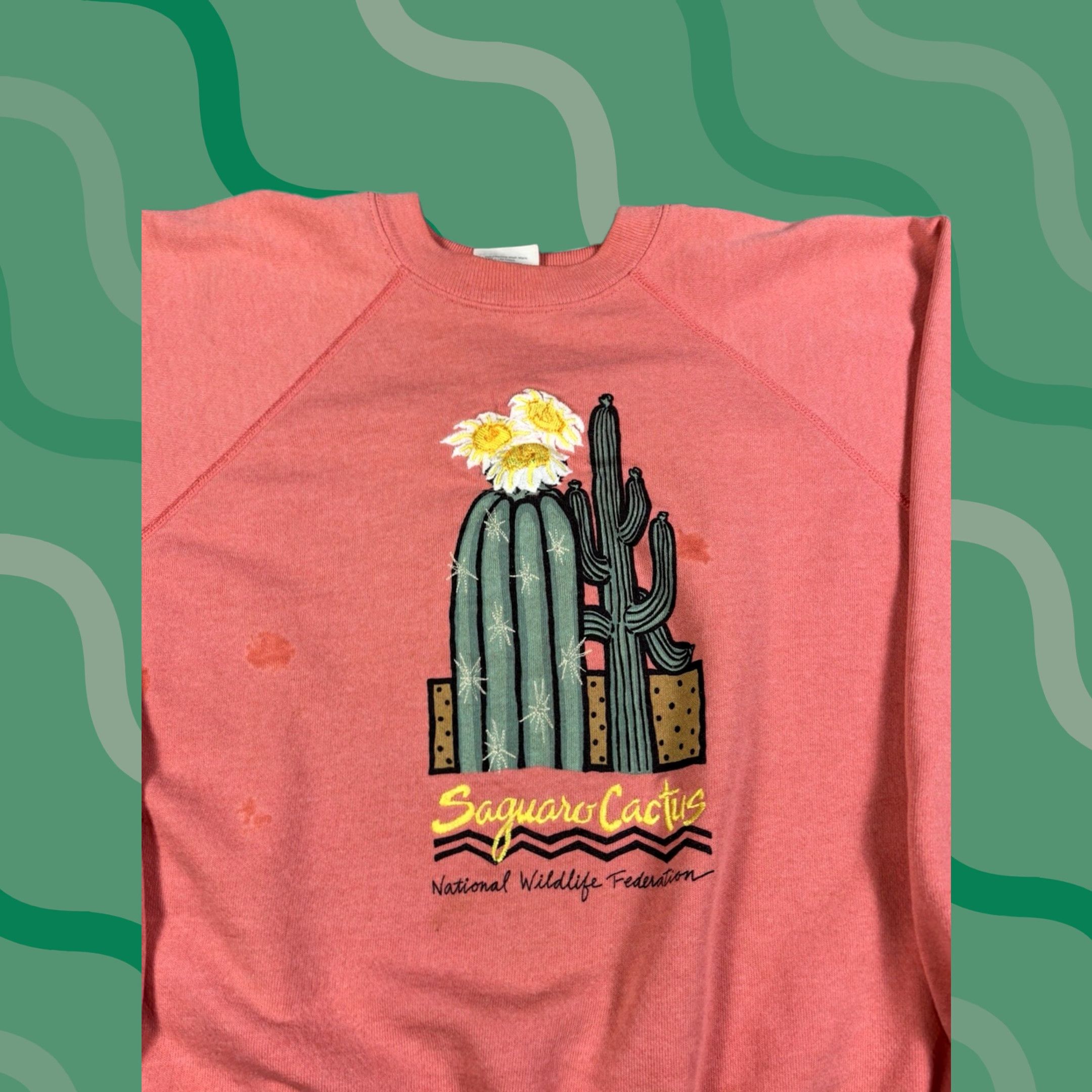 Vintage VINTAGE Cactus Sweatshirt Pink Womens XL Crew Neck Long Sleeve Hoodie Size XL / US 12-14 / IT 48-50 - 1 Thumbnail