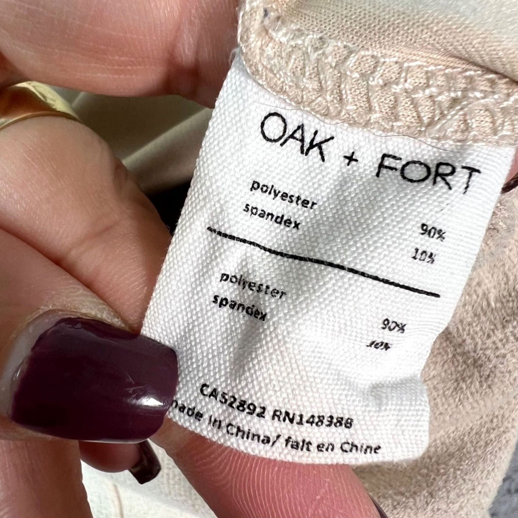 Oak + Fort Oak + Fort Womens Small Beige Elastic Waist Wide Leg Pants Size 28" / US 6 / IT 42 - 5 Thumbnail