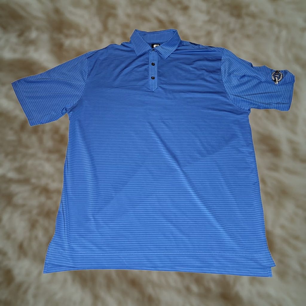 Footjoy FootJoy Polo Shirt Men's XL Short Sleeve Blue Striped Embroidered Golf Size US XL / EU 56 / 4 - 1 Thumbnail