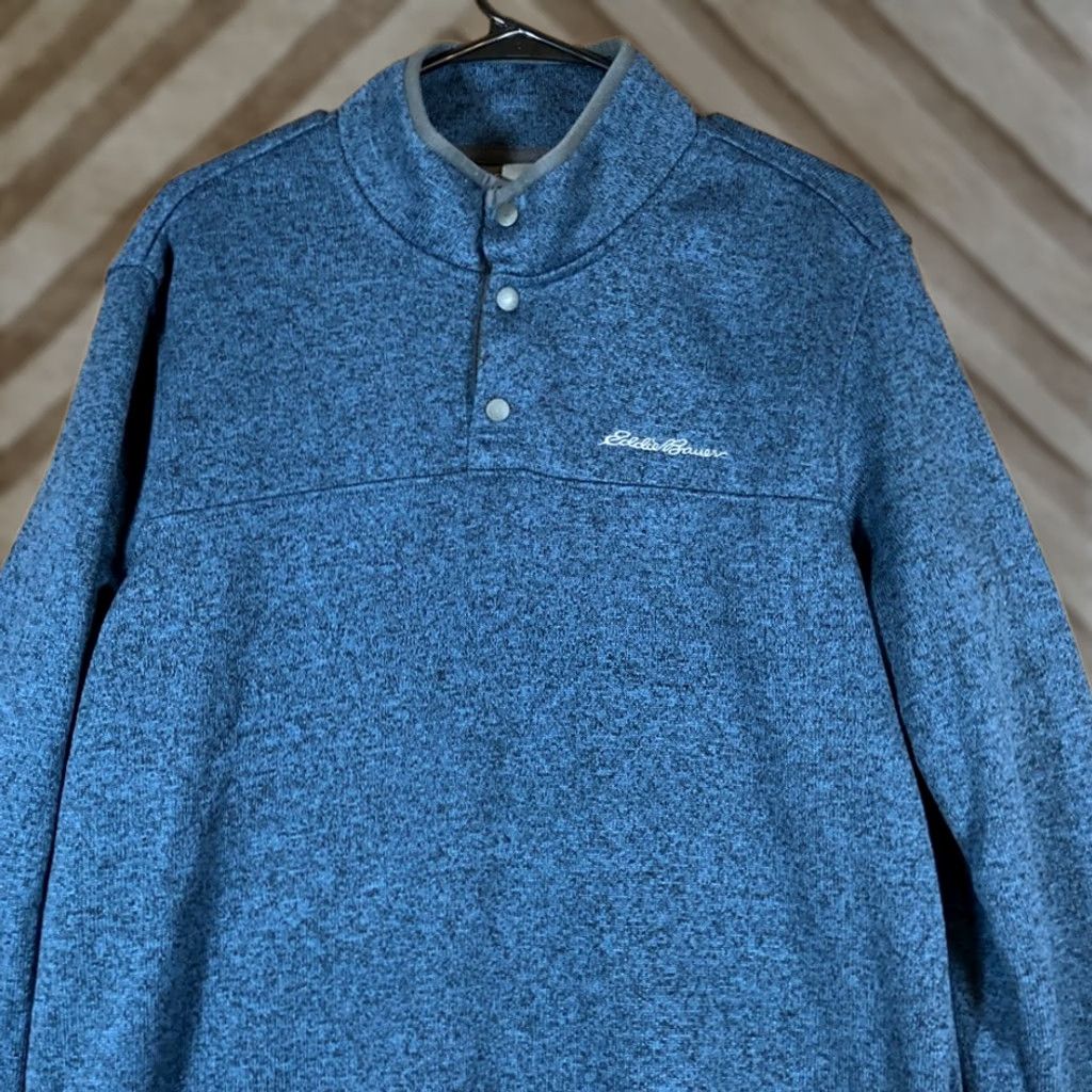Eddie Bauer Eddie Bauer Mens Sweatshirt Blue Radiator Fleece Snap Mock Neck Long Sleeve L Size US L / EU 52-54 / 3 - 1 Thumbnail