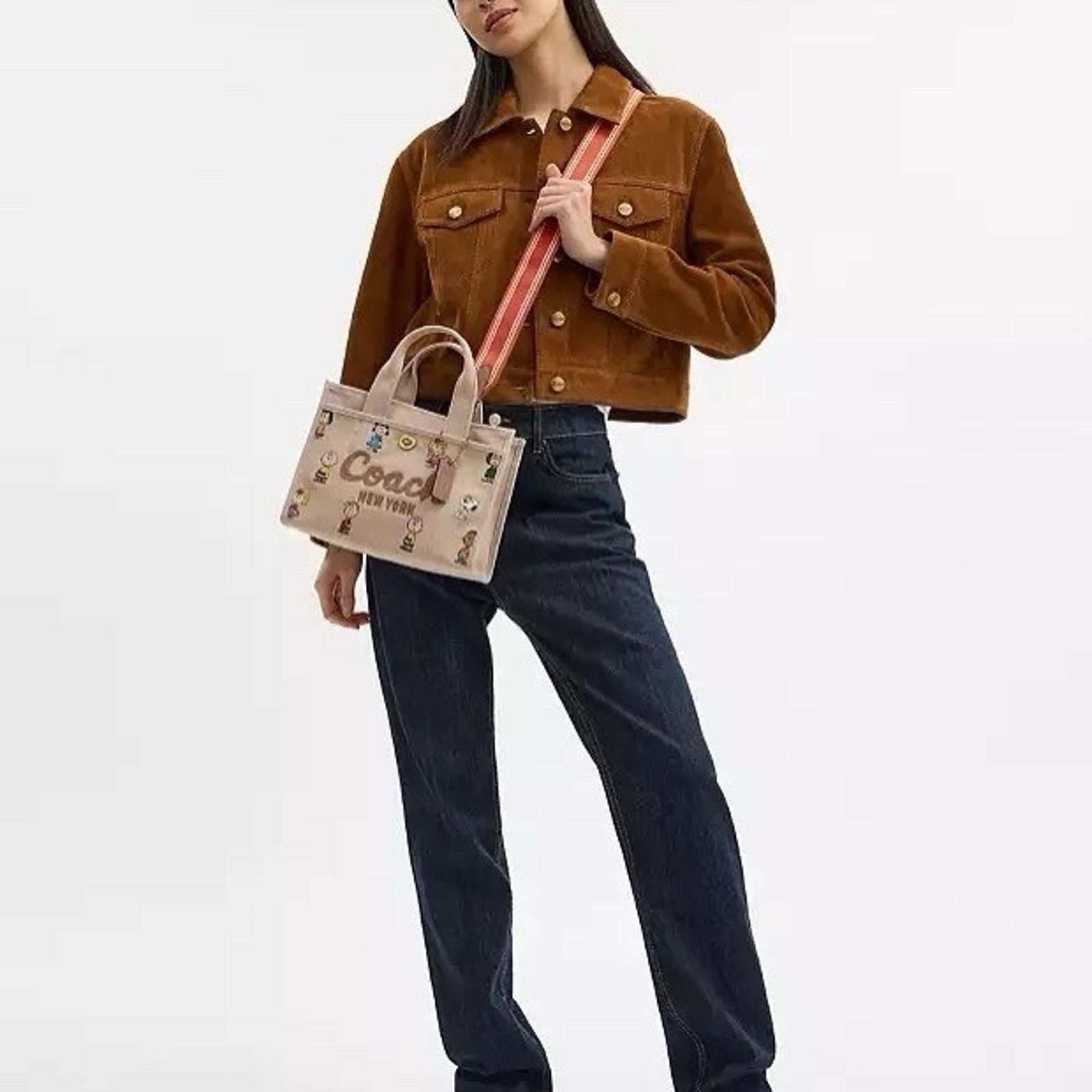 Coach NWT COACH x PEANUTS Cargo Tote Bag 26 Dark Natural CBH43 Size ONE SIZE - 11 Thumbnail