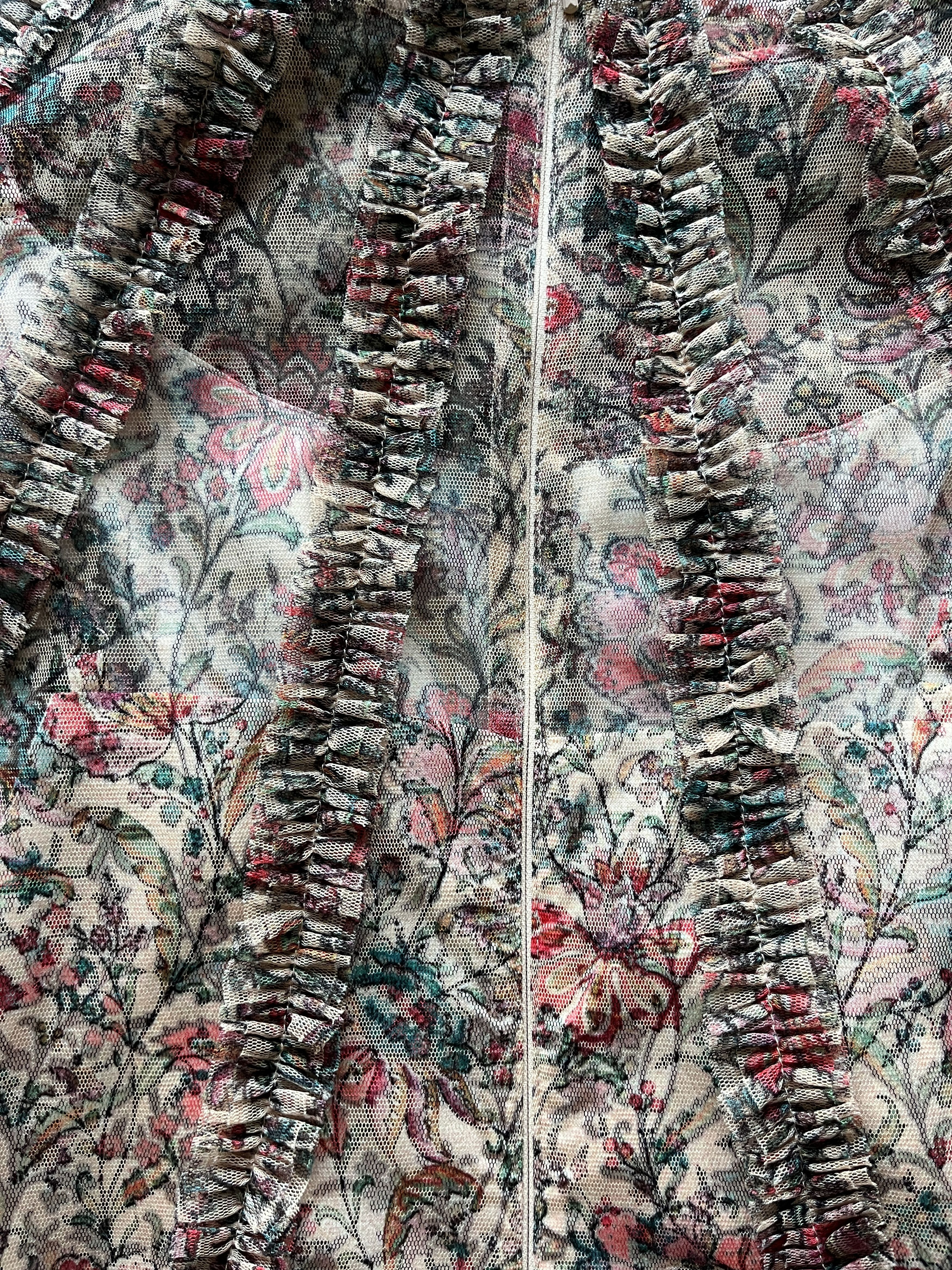 Mac Duggal Women's Floral Flutter Sleeve Mesh Print Dress Size M / US 6-8 / IT 42-44 - 8 Thumbnail