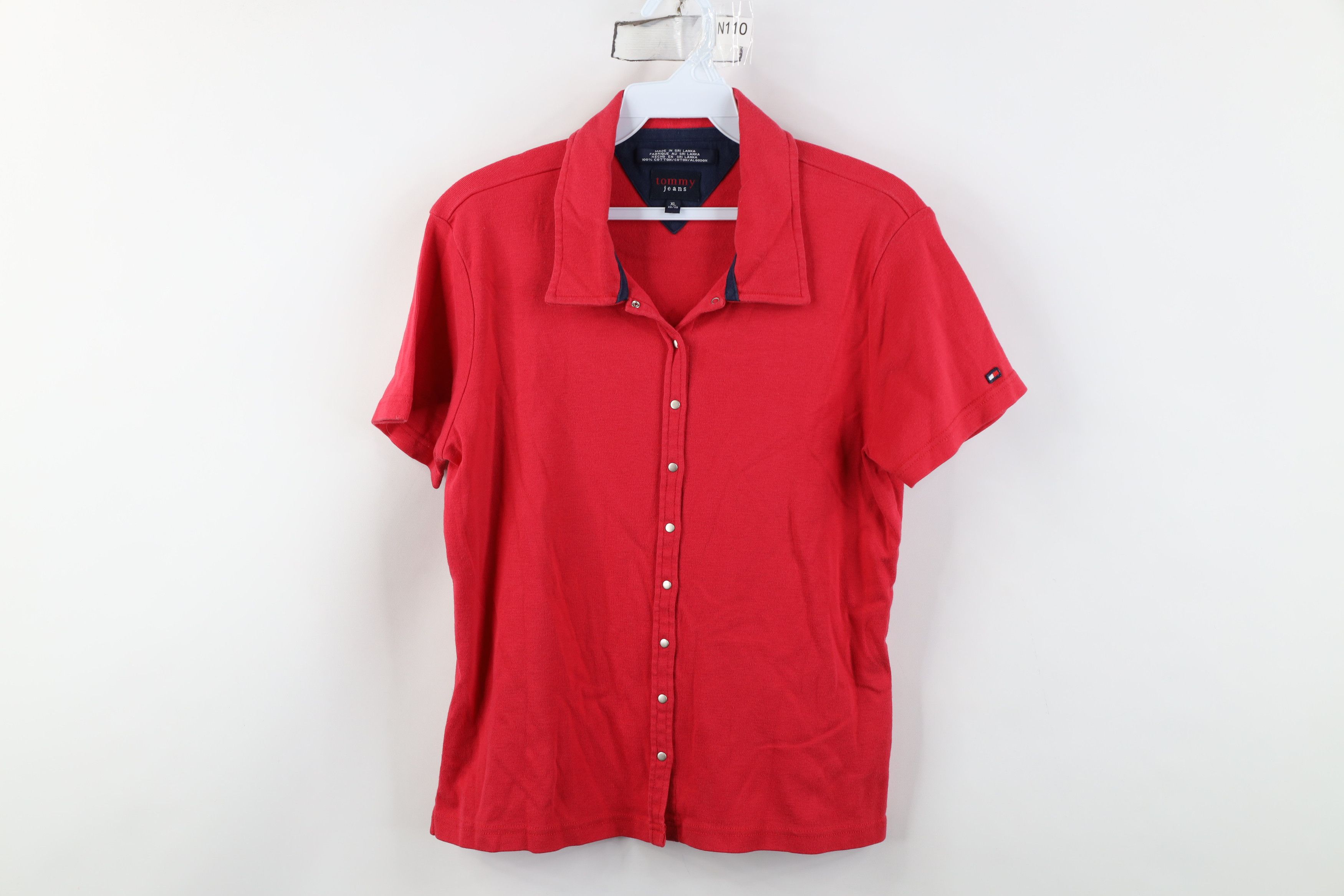 Tommy Hilfiger Vintage Y2K 2000 Tommy Hilfiger Ribbed Knit Button Shirt Size XL / US 12-14 / IT 48-50 - 1 Thumbnail