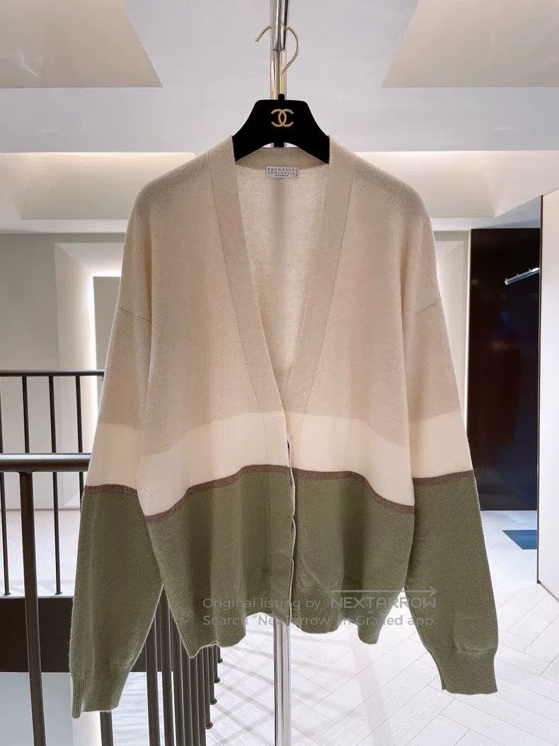 Brunello Cucinelli Brunello Cucinelli Color-Blocked Cashmere Cardigan Size S / US 4 / IT 40 - 1 Thumbnail