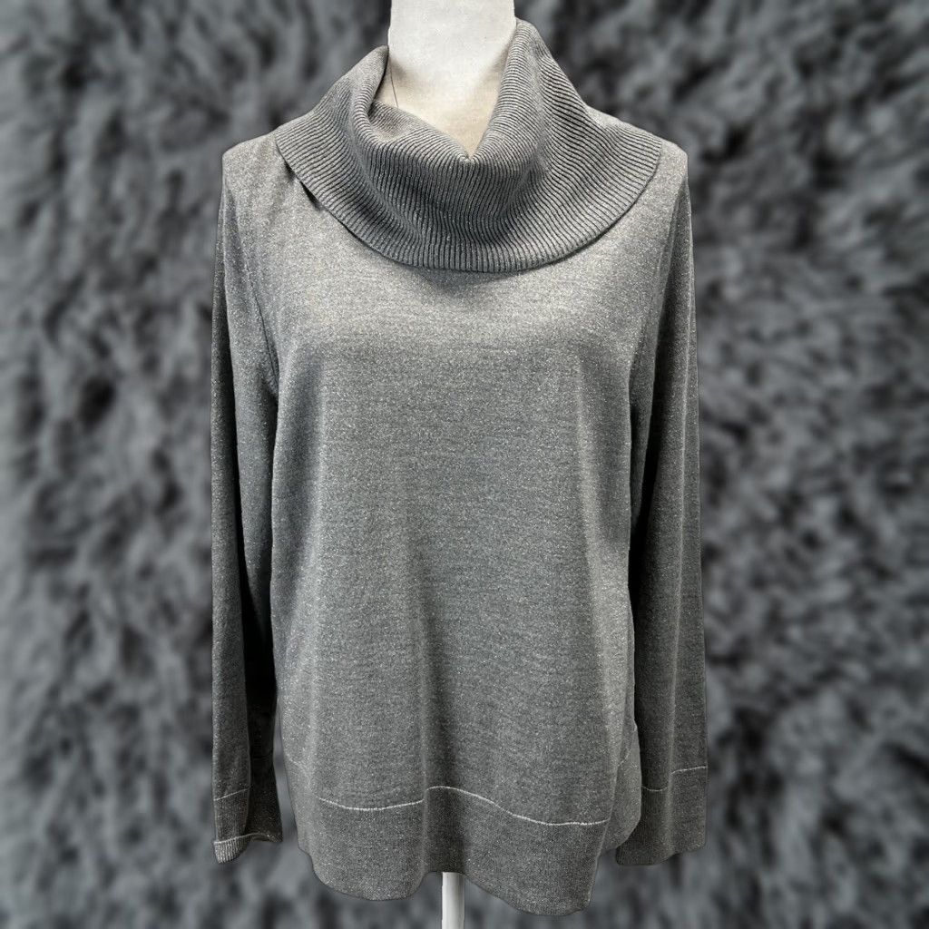 Talbots Talbots Cowl Neck Pullover Sweater Adult Extra Large Gray Shimmer Womens Size XL / US 12-14 / IT 48-50 - 1 Thumbnail