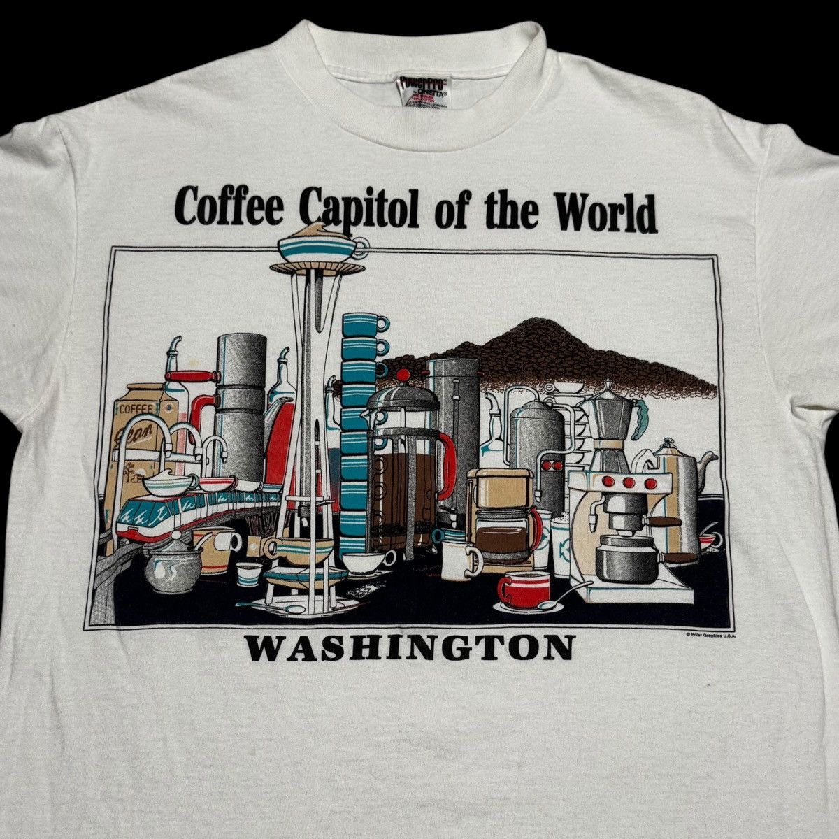 Vintage Vintage Coffee Capital of the World Washington White Shirt L Size US L / EU 52-54 / 3 - 2 Thumbnail