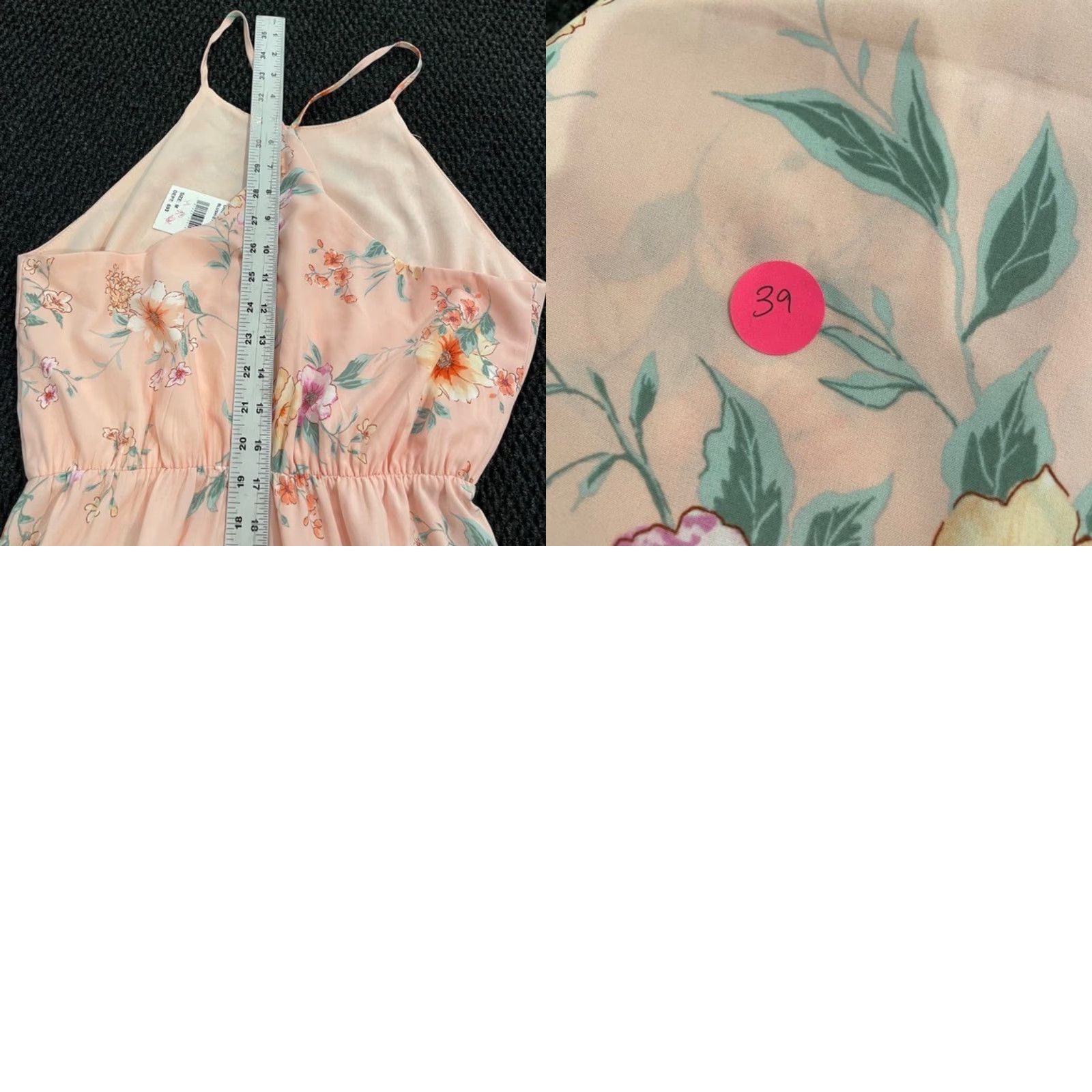 NWT SHEIN Maxi Dress - Floral Print Halter Neck Ruffle Flowey Pink M Women