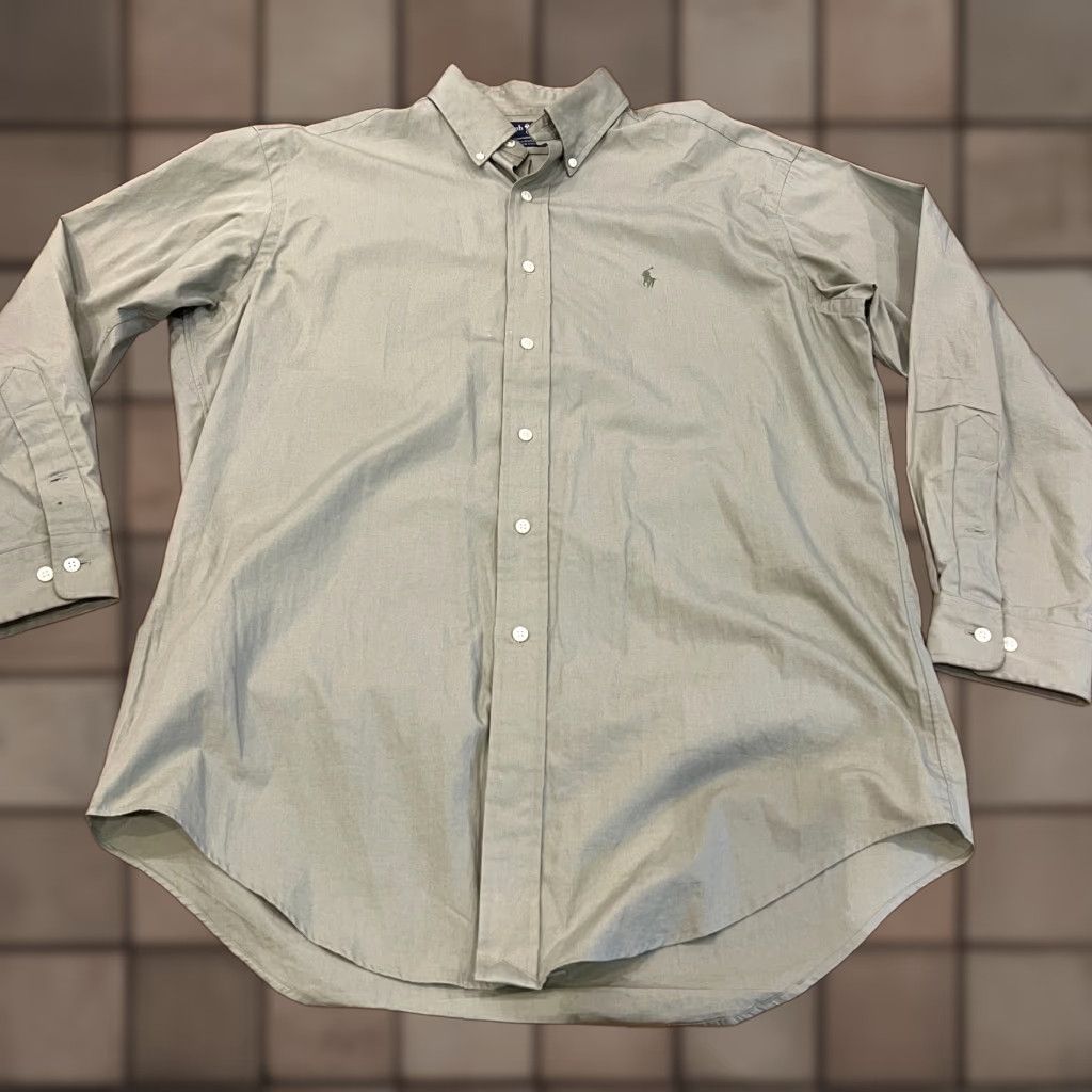 Ralph Lauren VINTAGE Ralph Lauren Yarmouth Dress Shirt Green Men’s 15.5 32/33 Shirt Long Sleeve Button-Down Collared Regular 32 in Logo Manufacturer: Ralph Lauren Size 42R - 1 Thumbnail