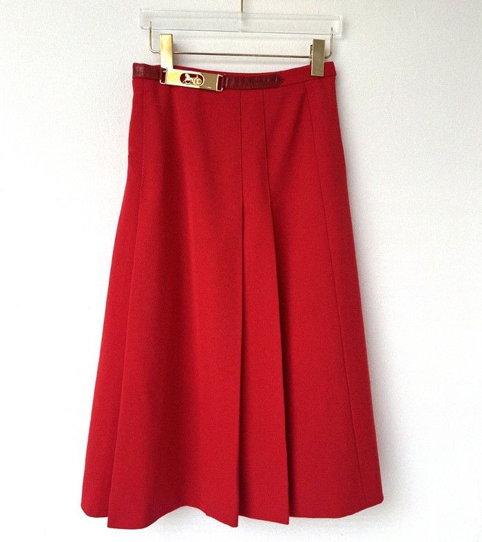 Celine Celine Vintage Carriage Buckle Belt Red Skirt Size 27" / US 4 / IT 40 - 5 Thumbnail