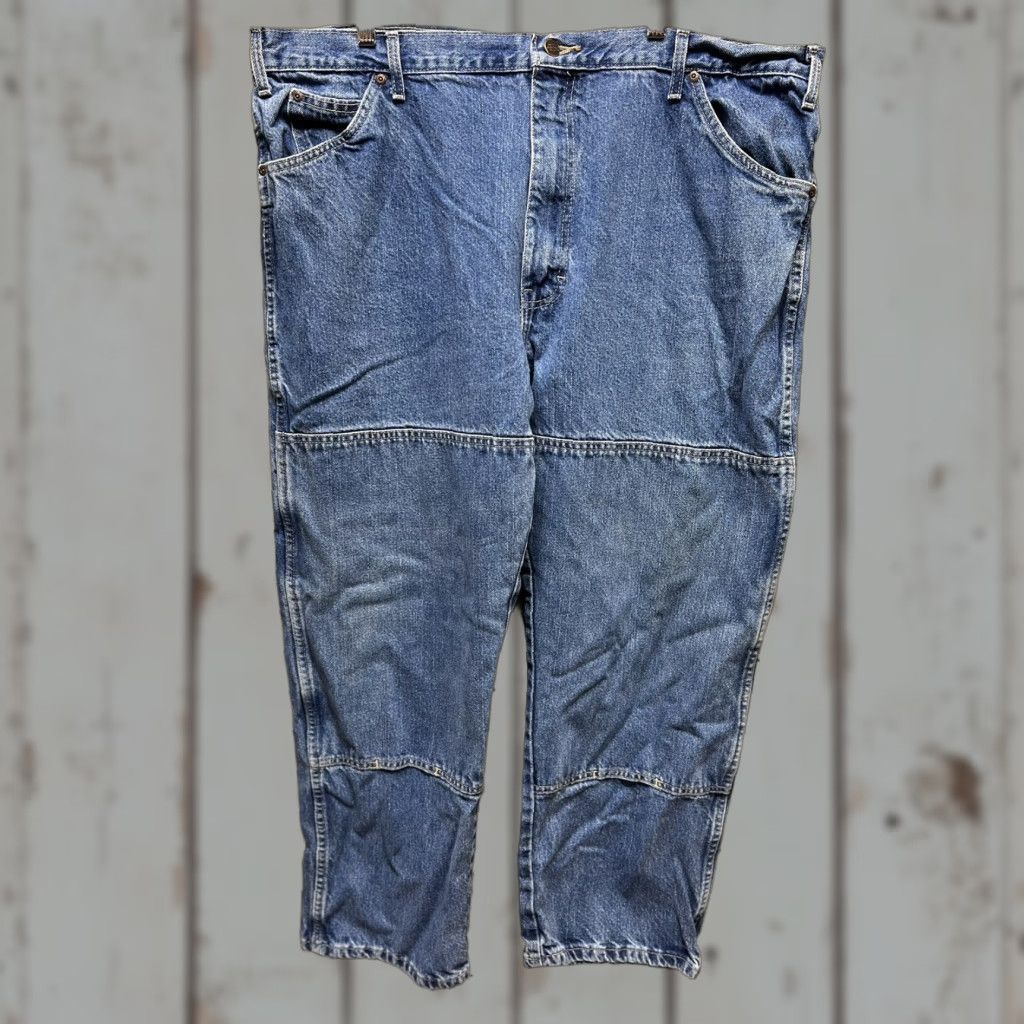 Dickies Dickies Double Knee Work Pants - Denim - Workwear - Mens 42 x 30 - Blue - 90s USA Carpenter Style - Regular Fit, 5-Pocket, Belt Loops, Zipper Closure Size US 42 / EU 58 - 1 Thumbnail