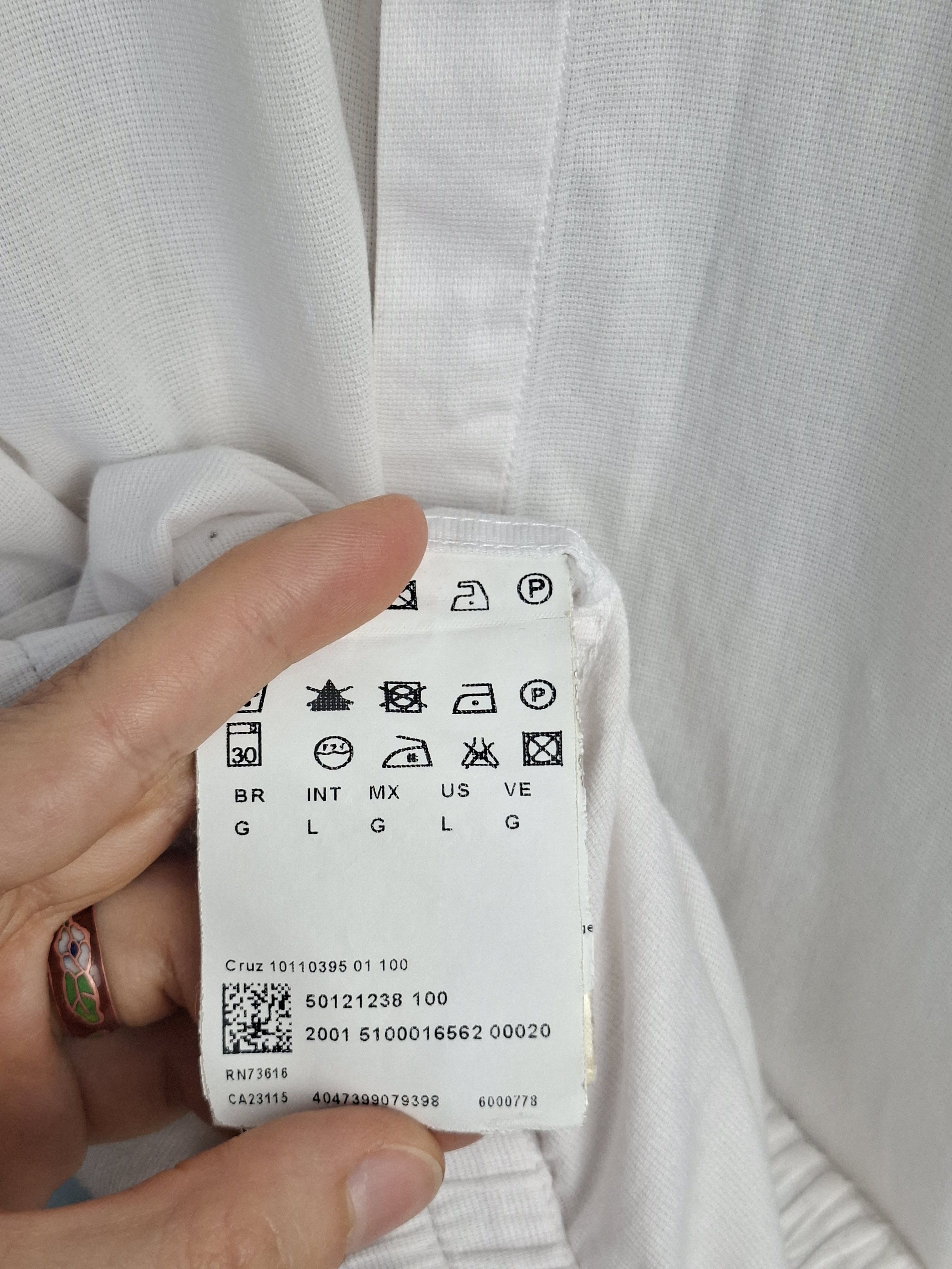 Hugo Boss Hugo Boss White Cotton Shirt Drawstring Hem Roll Tab Sleeve Size US L / EU 52-54 / 3 - 13 Thumbnail