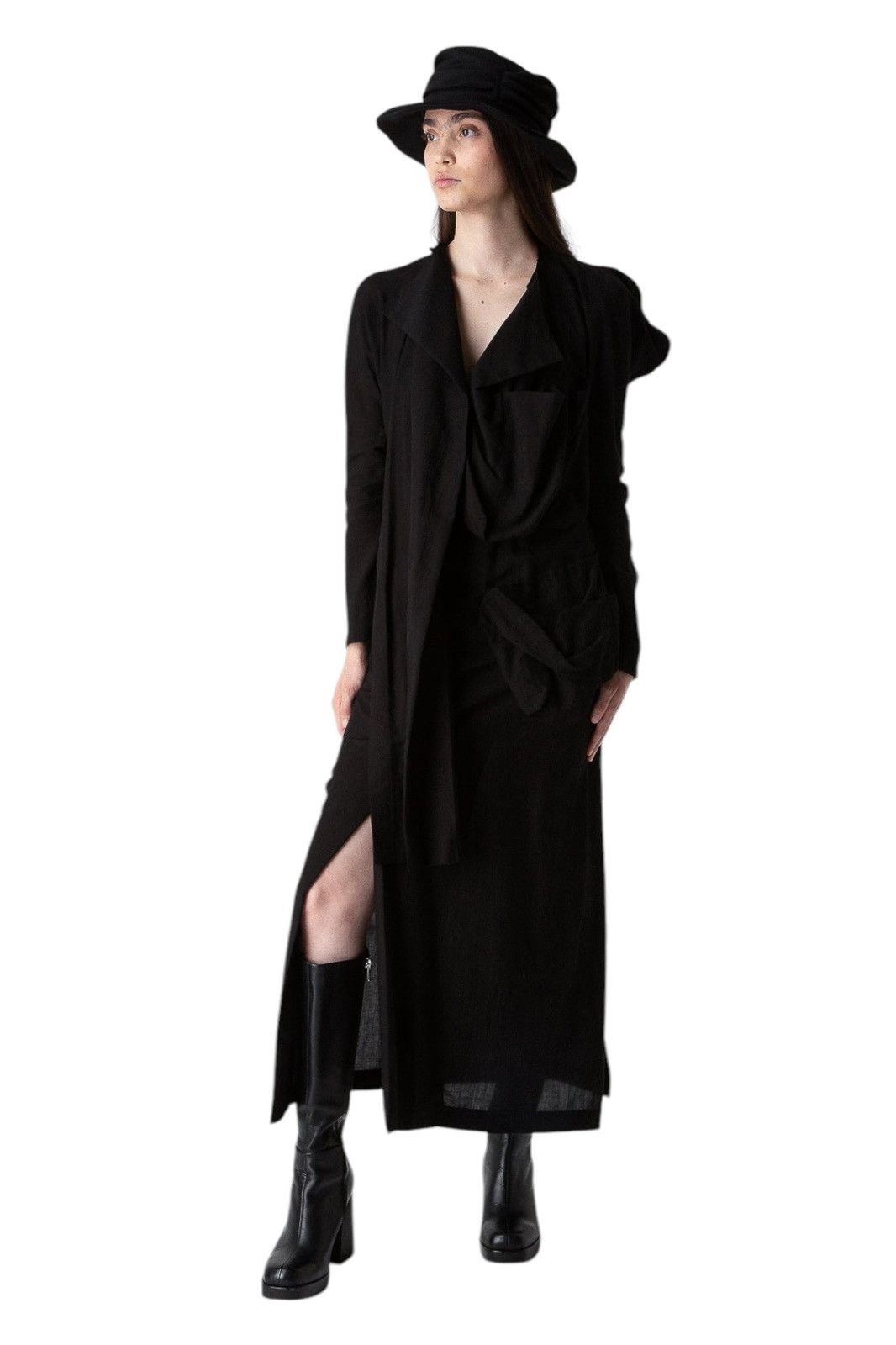 Yohji Yamamoto Asymmetric Duster Shoulder Pad Armor Dress Size S / US 4 / IT 40 - 4 Thumbnail