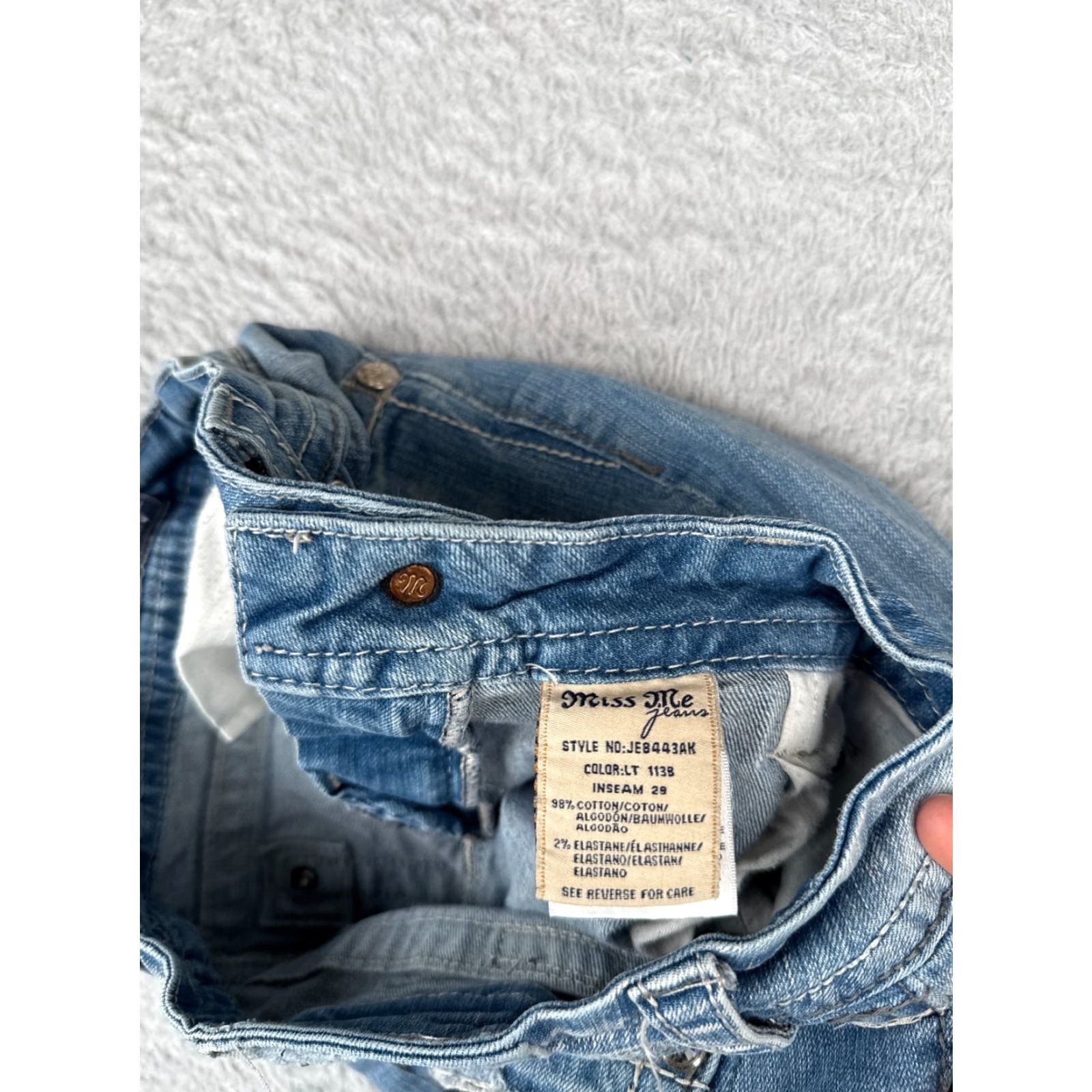 Miss Me Miss Me Jeans Women Blue Denim Ankle Skinny Distressed Low Rise 30x30 29 Slim Fit 5-Pocket Cotton Rock Southwestern Mens? Size 29" - 7 Thumbnail
