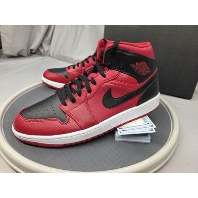 Jordan Brand Nike Air Jordan 1 Mid Reverse Bred 554724-660 Red Black Mens Size US 12 / EU 45 - 9 Thumbnail