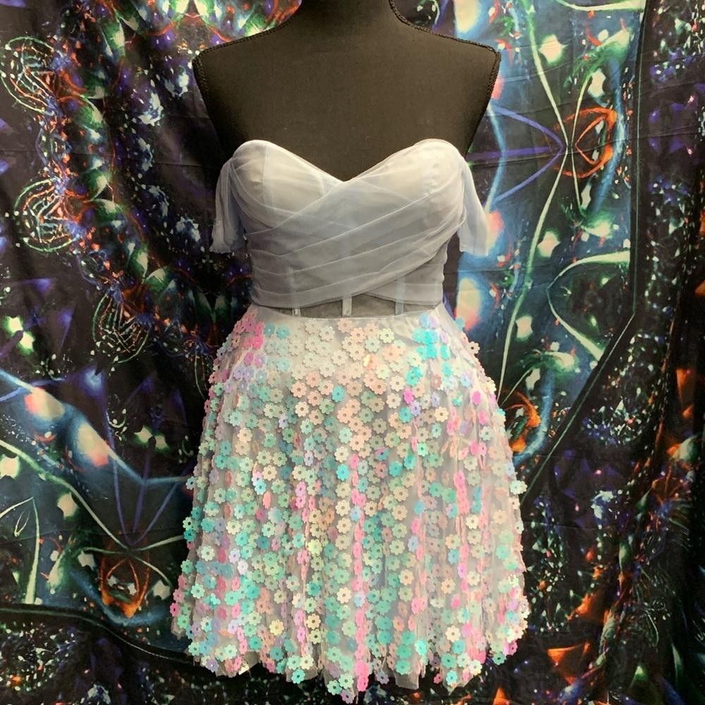 Designer Bblue Babydoll Dress with Sweetheart Neckline Size M / US 6-8 / IT 42-44 - 1 Thumbnail