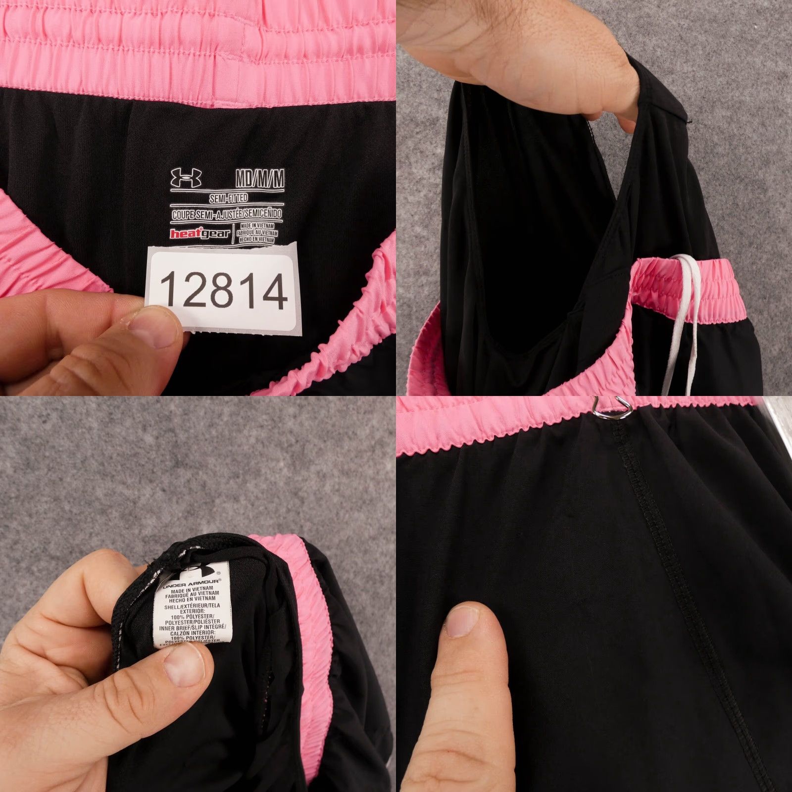 Under Armour Under Armour Shorts Women Medium Lined Black Pink Elastic Waist Drawstring Logo Size 24" / US 00 / IT 34 - 8 Thumbnail