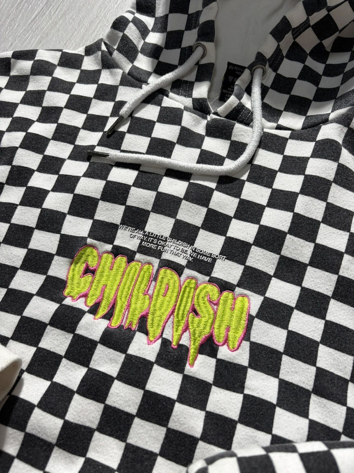 CHILDS Childish Boxy Fit Hoodie Y2K Checkered Embroidered Logo Size US M / EU 48-50 / 2 - 3 Thumbnail