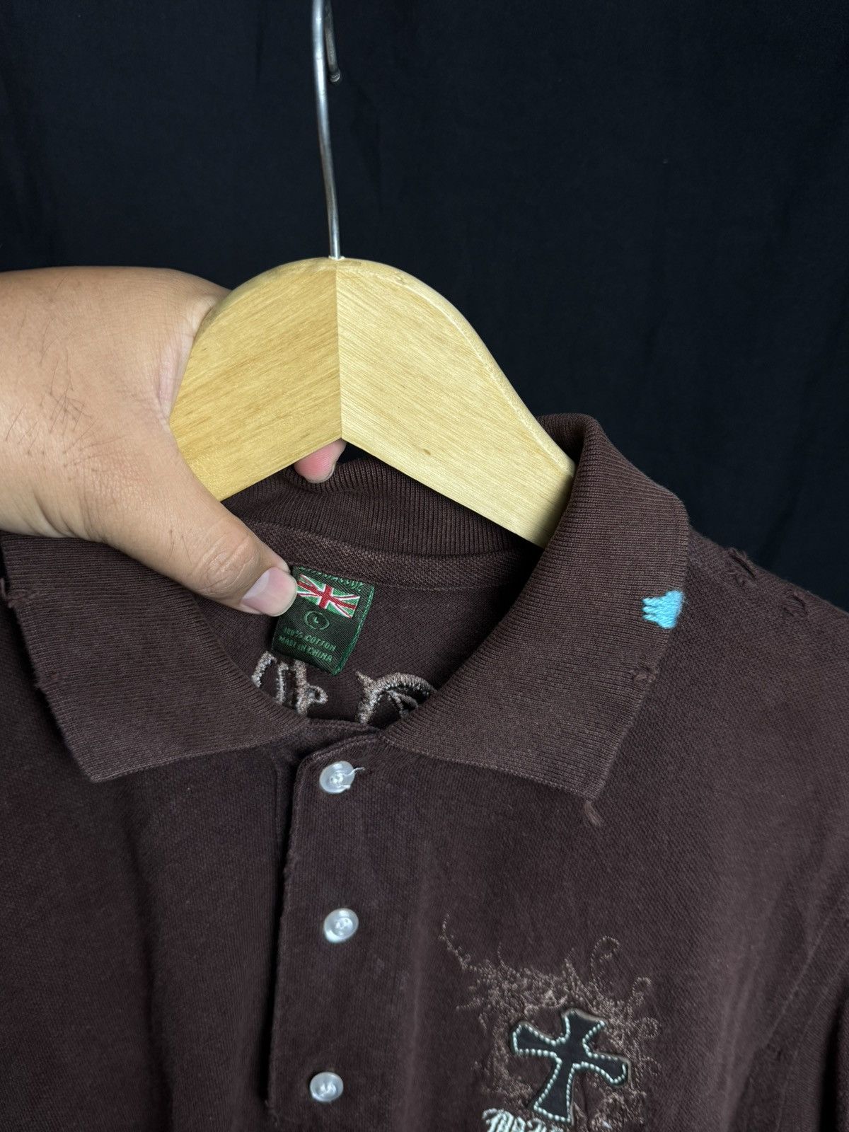If Six Was Nine Japanese Crosses Polo Shirt Distressed Styled Size US L / EU 52-54 / 3 - 7 Thumbnail