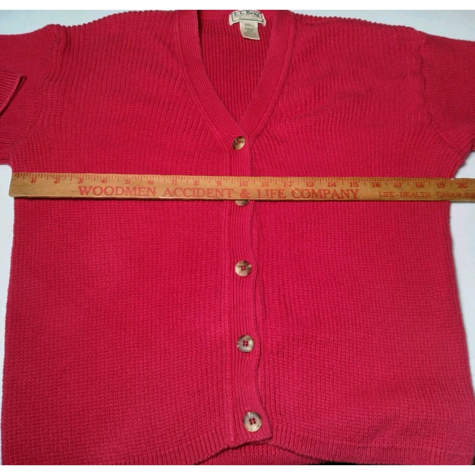 Vintage VINTAGE L.L. Bean Cardigan Sweater Small Red Cotton Ribbed Knit V Neck USA Made Womens Size S / US 4 / IT 40 - 5 Thumbnail