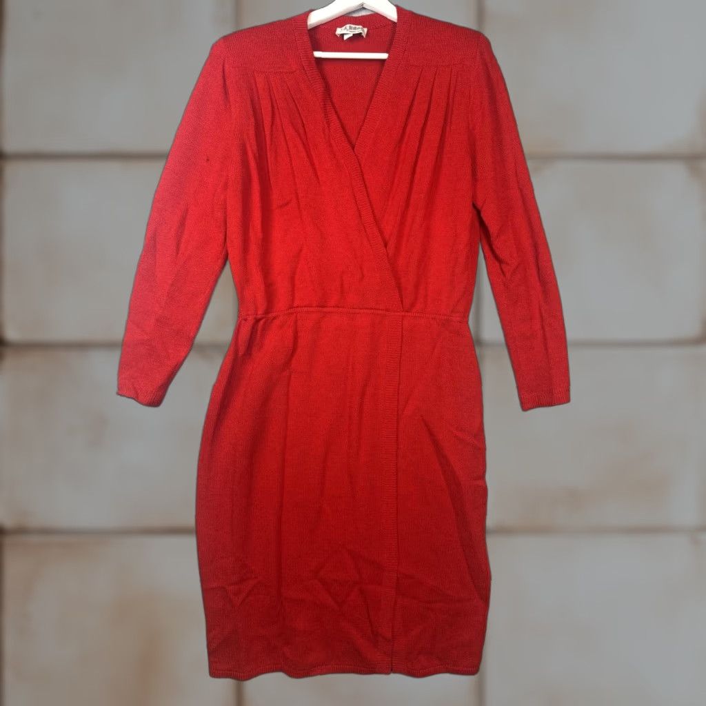 Vintage VINTAGE St John Marie Grey Women's 14 Red A-Line Dress Sweater USA PLUS Knee Length Womens Mens? Size XL / US 12-14 / IT 48-50 - 1 Thumbnail