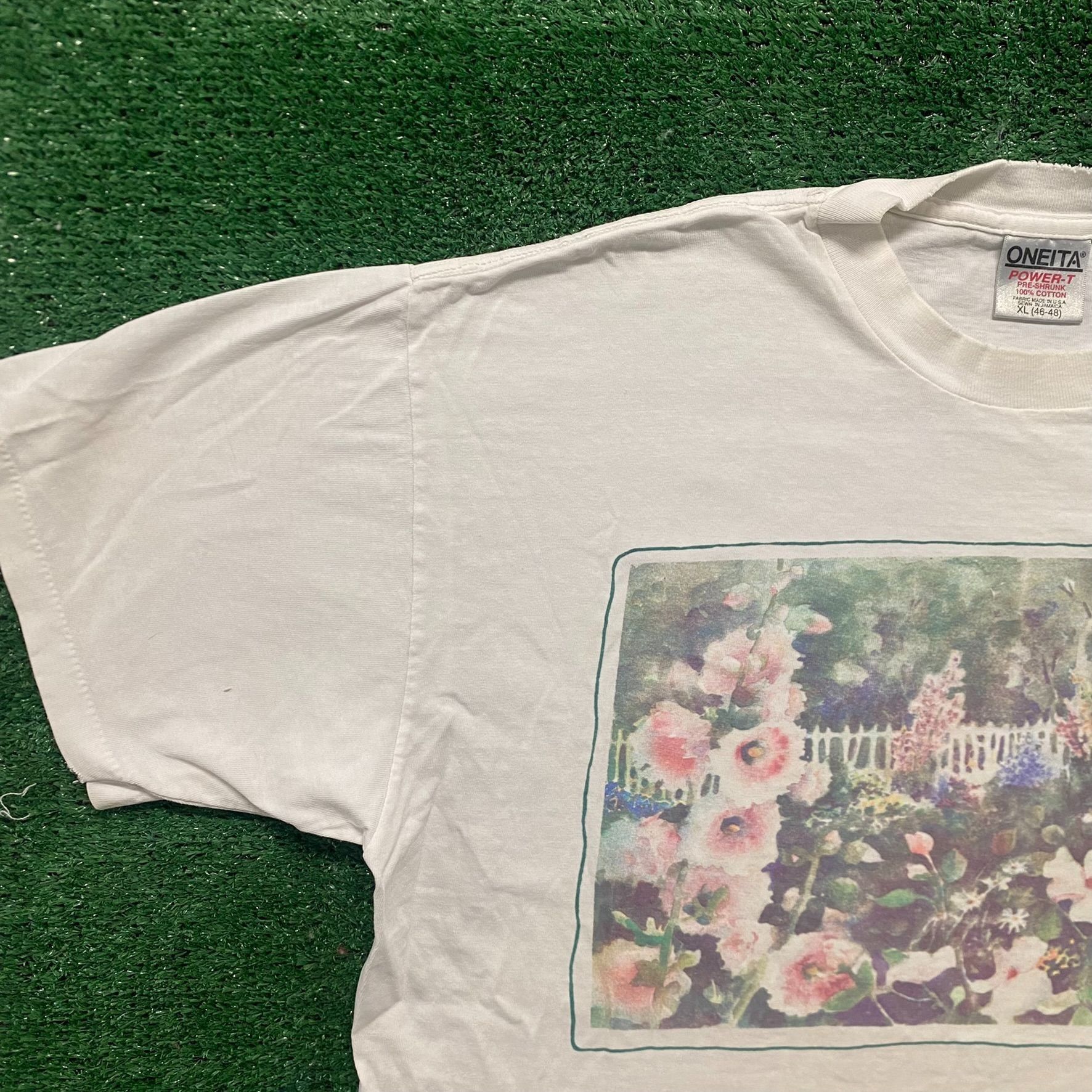 Vintage Flower Garden Art Tee Vintage 90s Oil Painting Floral Shirt Size US XL / EU 56 / 4 - 2 Thumbnail