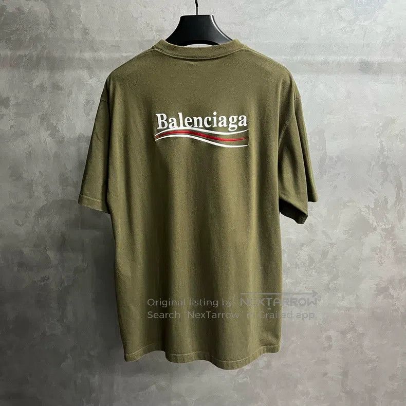 Balenciaga Balenciaga Khaki Logo Letter Round Neck Short Sleeve T-Shi Size US S / EU 44-46 / 1 - 5 Thumbnail