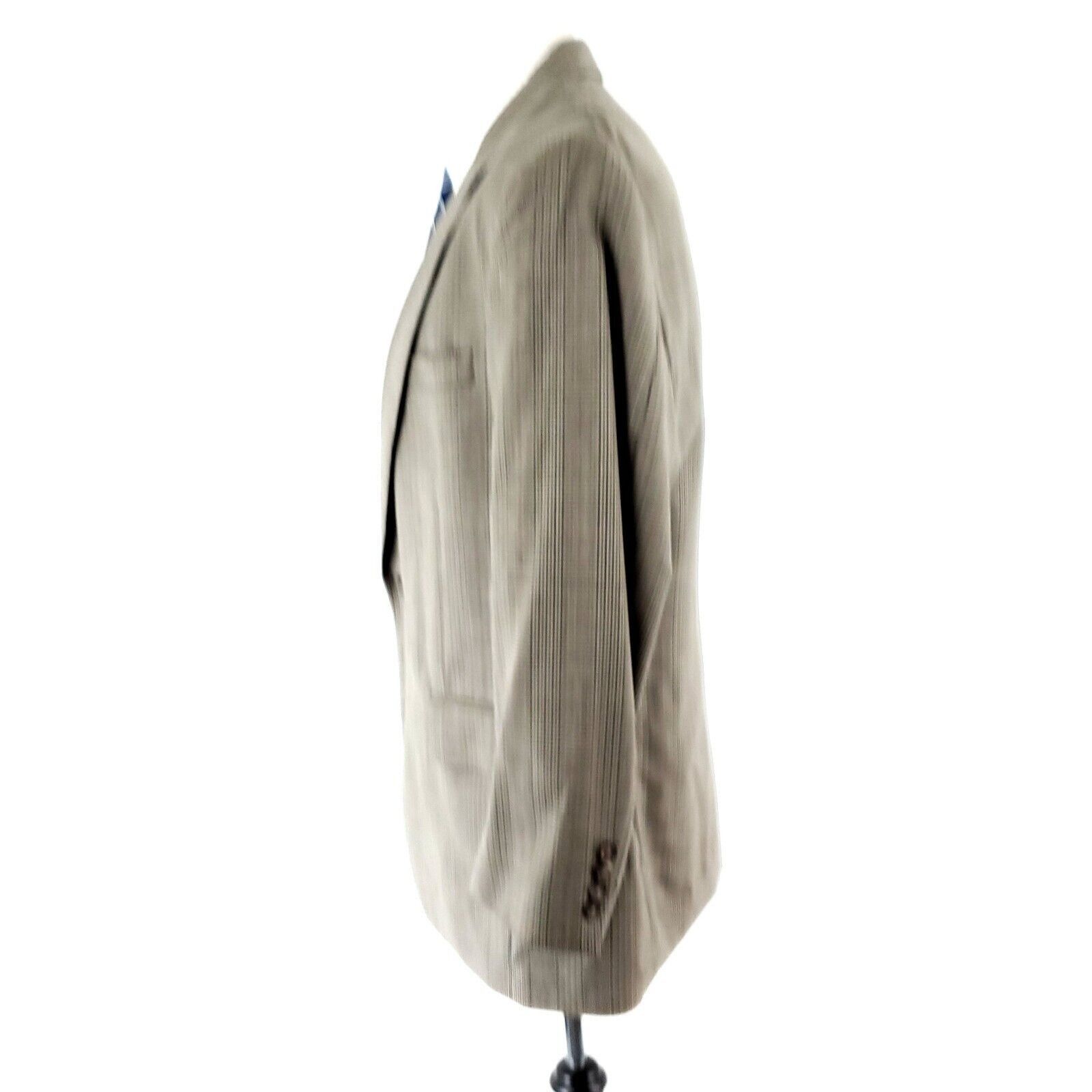 Jos. A. Bank Jos A Bank Wool 2 Button Sport Coat 40R Beige Plaid Windowpa Size 40R - 4 Thumbnail