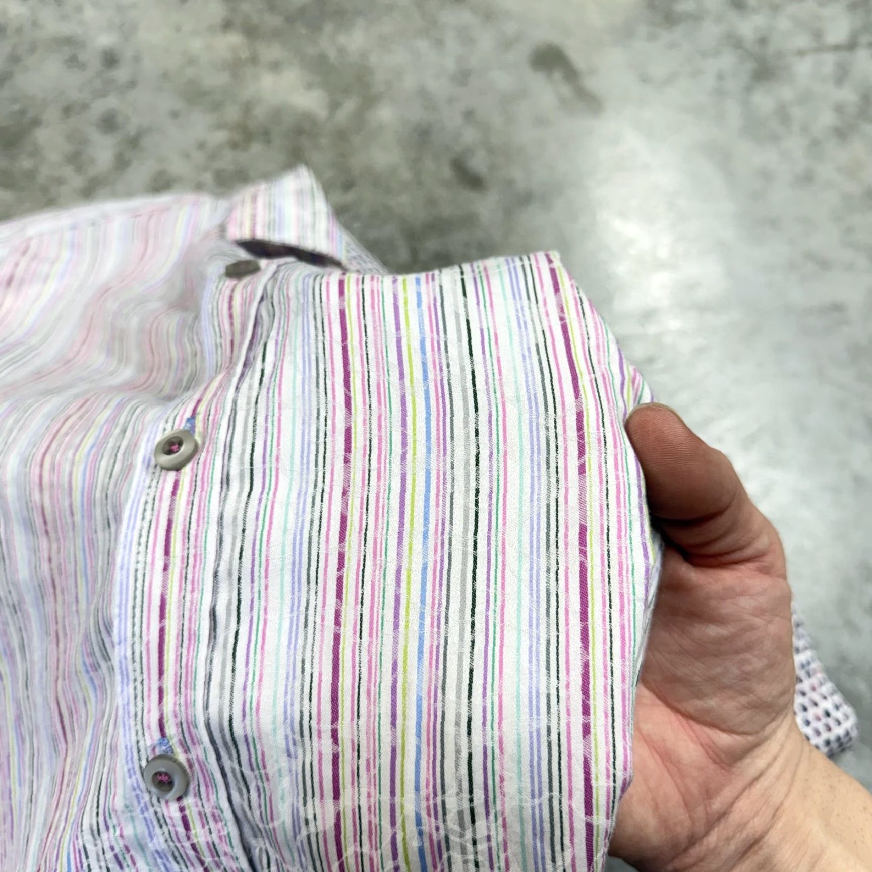 Robert Graham Robert Graham Shirt Mens Medium White Stripe Long Sleeve Button Up Contrast Cuff Size US M / EU 48-50 / 2 - 4 Thumbnail