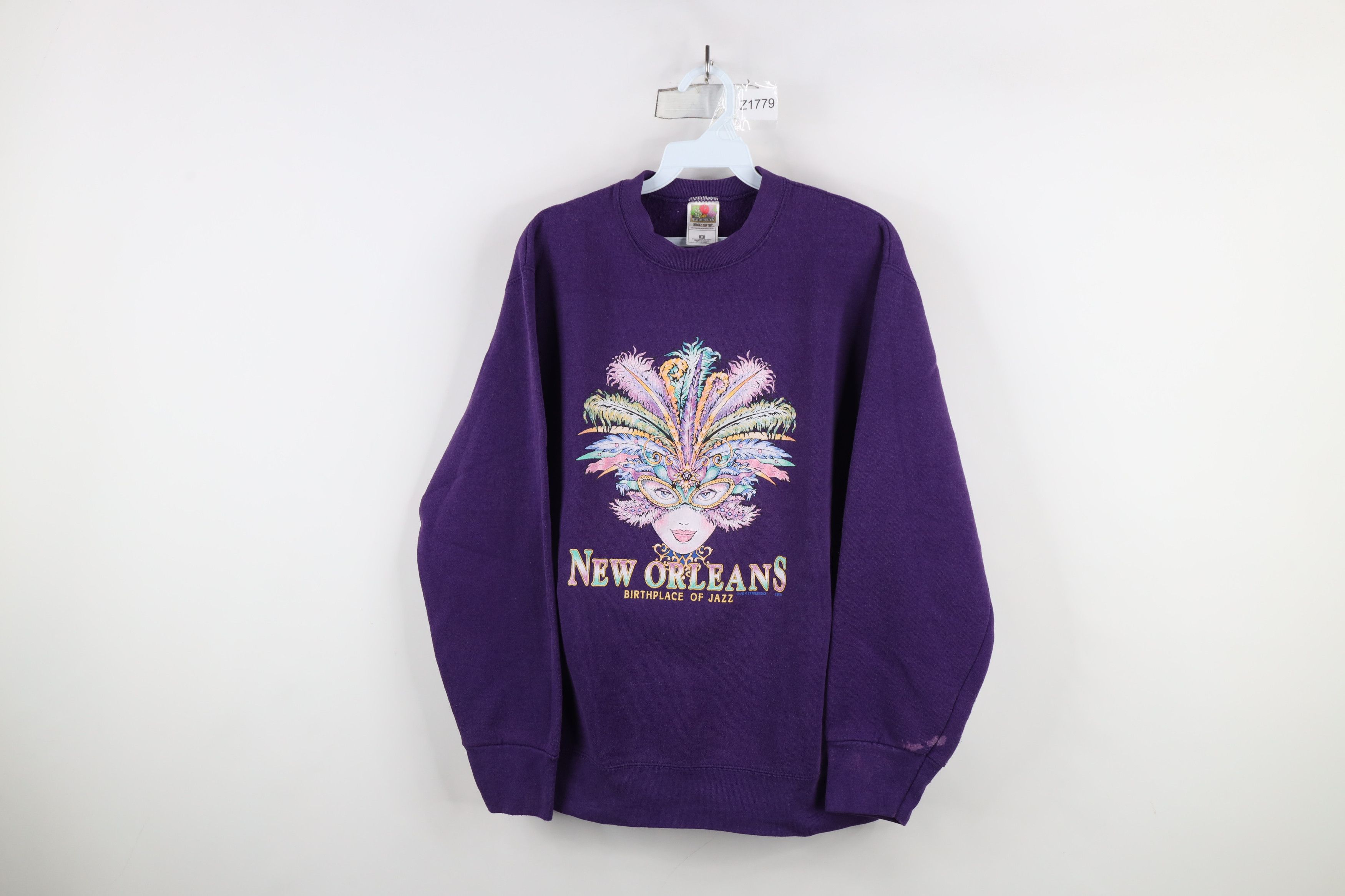 Vintage Vintage 90s Mardi Gras New Orleans Jazz Sweatshirt Size M / US 6-8 / IT 42-44 - 1 Thumbnail