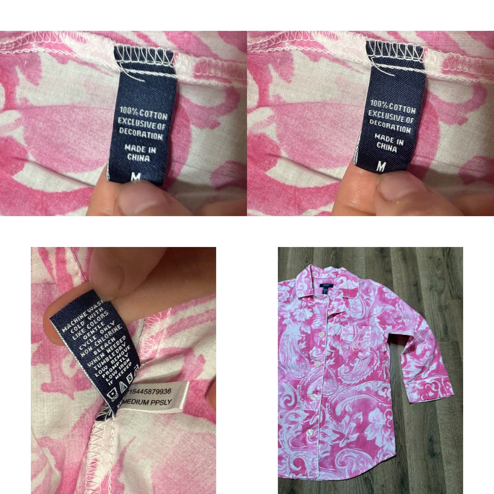 Chaps CHAPS Outfit Women's Medium Pink White Long Sleeve Button Up Shirt Capris Pants Pajamas PJs Size M / US 6-8 / IT 42-44 - 8 Thumbnail