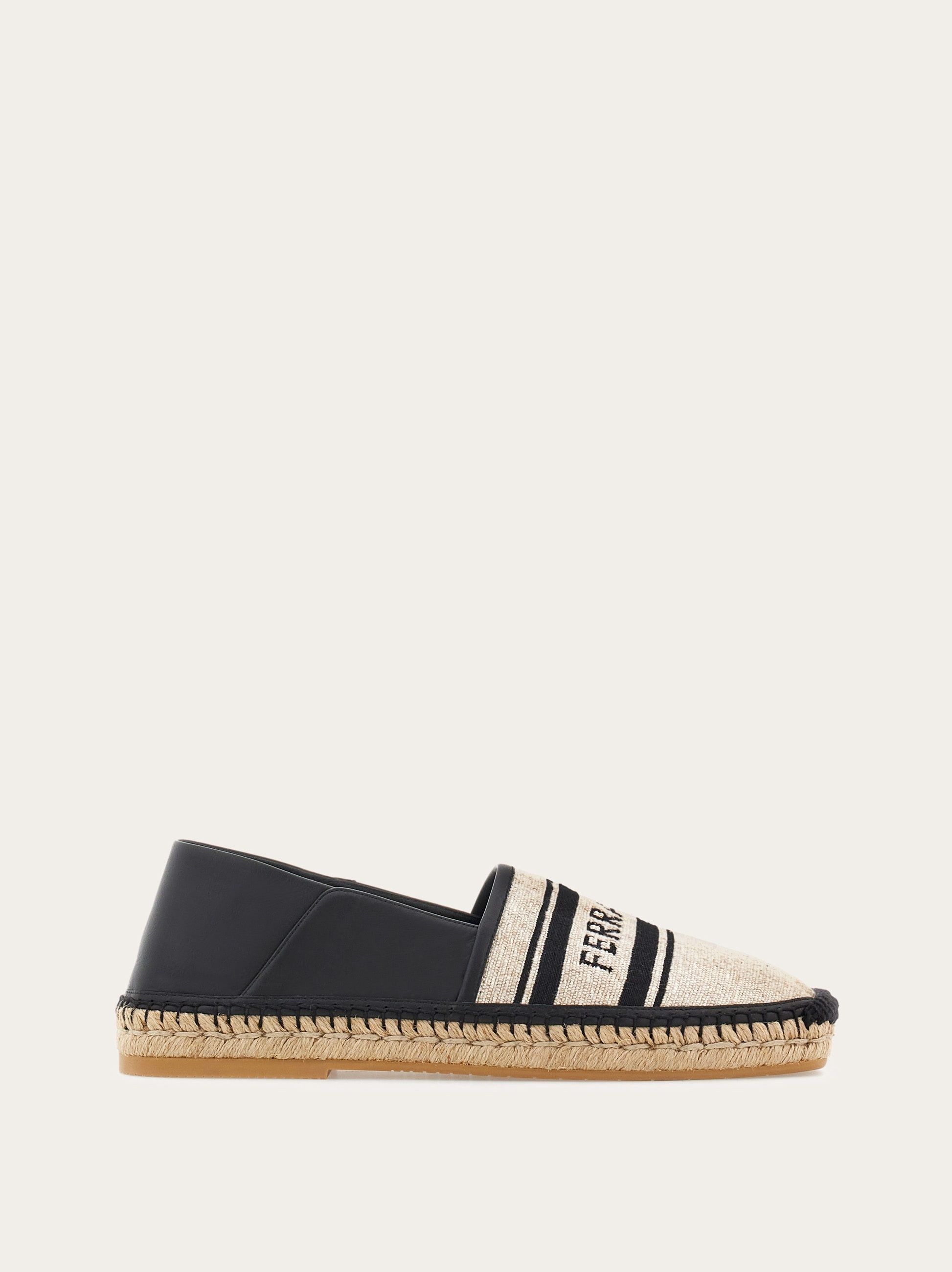 Salvatore Ferragamo o1s1rm0725 Jacquard Espadrilles in Black/Beige Size US 7 / EU 40 - 1 Thumbnail