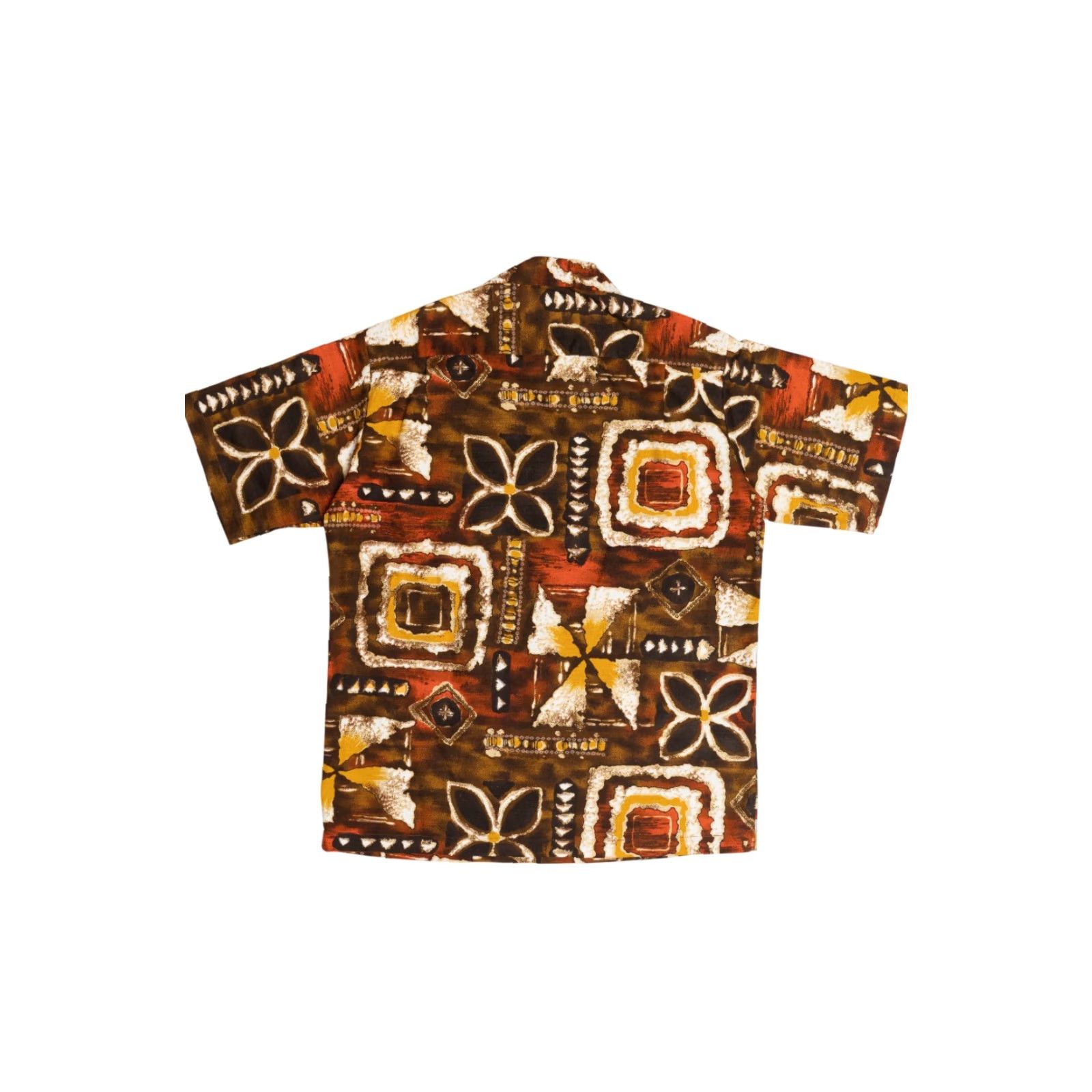 Vintage VINTAGE Kay O' Kauai Hawaiian Shirt L Brown 1950s Tiki Buttons Short Sleeve Mens Size US L / EU 52-54 / 3 - 6 Thumbnail