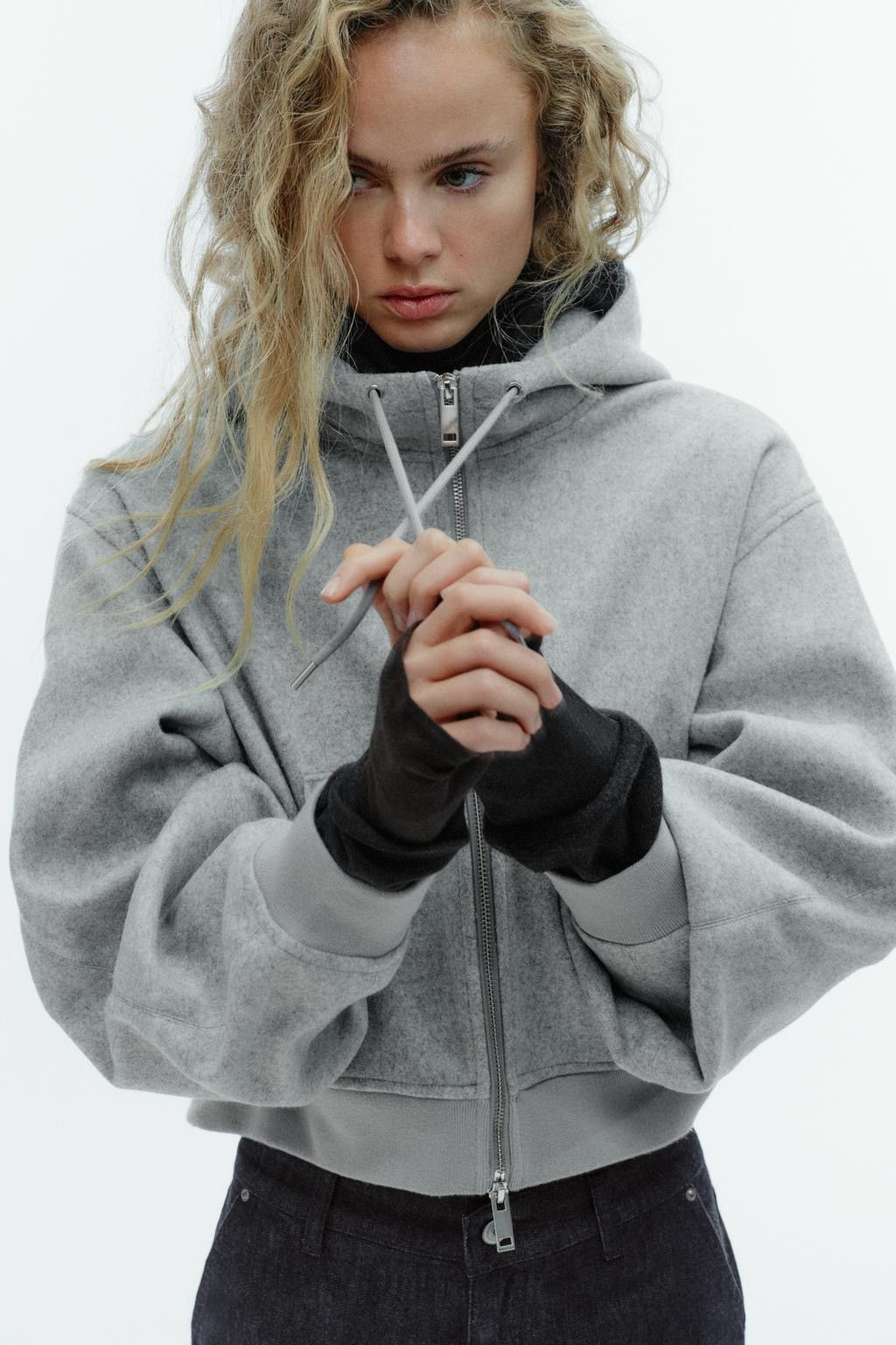 Zara Zara Hoodie Wool Zipper Jacket XS Size (Fit XL) Grey Colour Size XS / US 0-2 / IT 36-38 - 2 Thumbnail