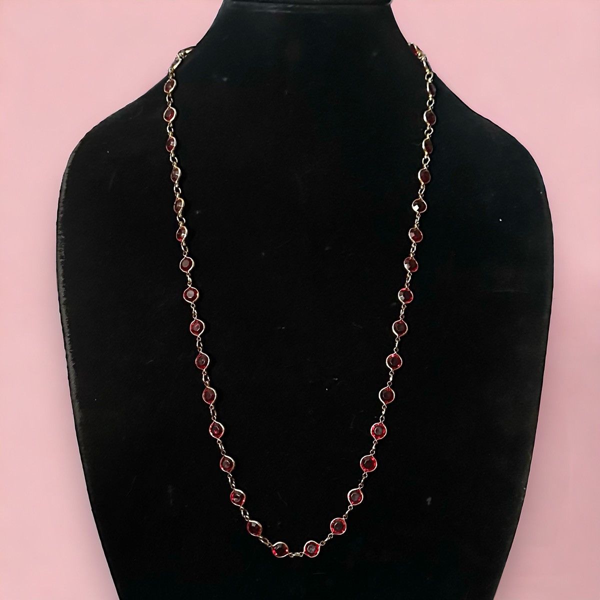 Other Two Sisters bezeled red stones necklace Size ONE SIZE - 1 Thumbnail