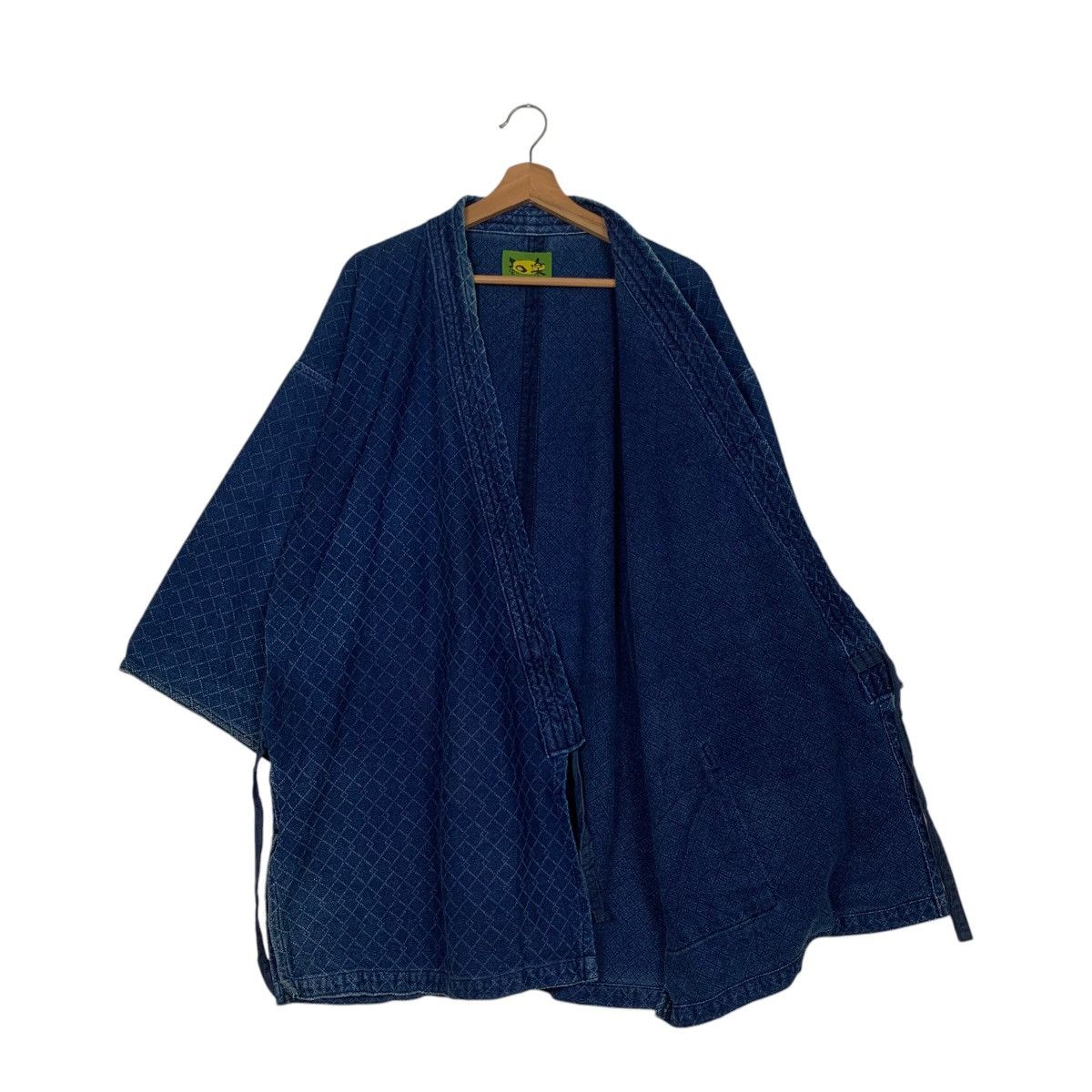 Vintage 90's Blue Indigo Sashiko Thick Weave Kimono #2742-C123 Size US L / EU 52-54 / 3 - 8 Thumbnail