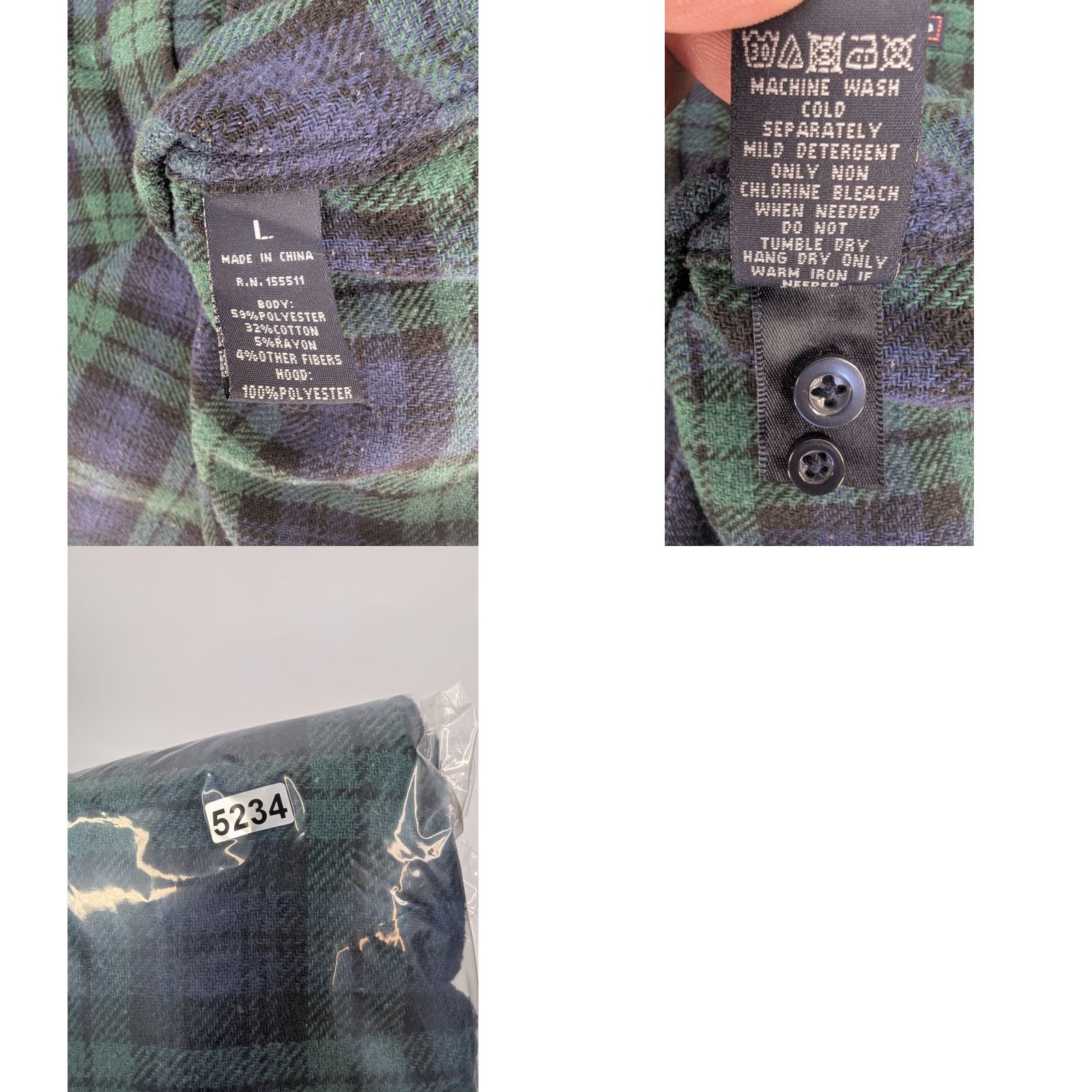 Aeropostale Aeropostale Shirt Mens Large Hooded Flannel Plaid Green Blue Long Sleeve Button-Up Areo Classic Casual Workwear Size US L / EU 52-54 / 3 - 8 Thumbnail