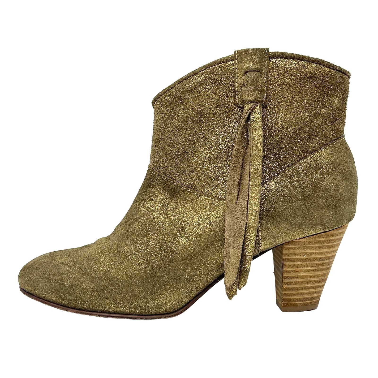 Maje Maje Jaune Gold Suede Ankle Booties Size EU40 US10 UK7 Size US 10 / IT 40 - 5 Thumbnail
