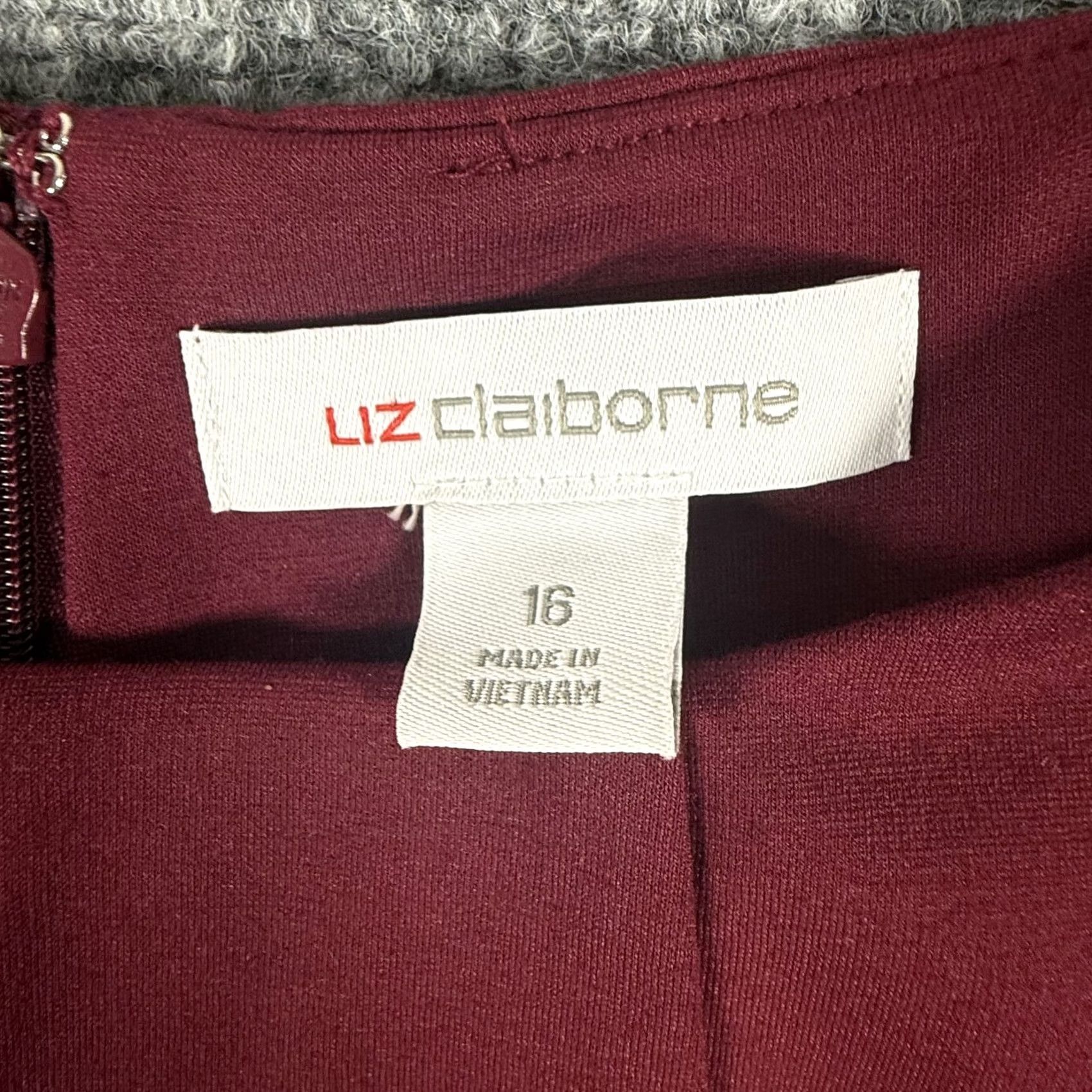 Liz Claiborne Liz Claiborne Dress Womens 16 Burgundy Passion Sleeveless Fit & Flare Womens Sleeveless Scoop Neck Solid Pattern Knee Length New Tags Size XXL / US 16-18 / IT 52-54 - 4 Thumbnail