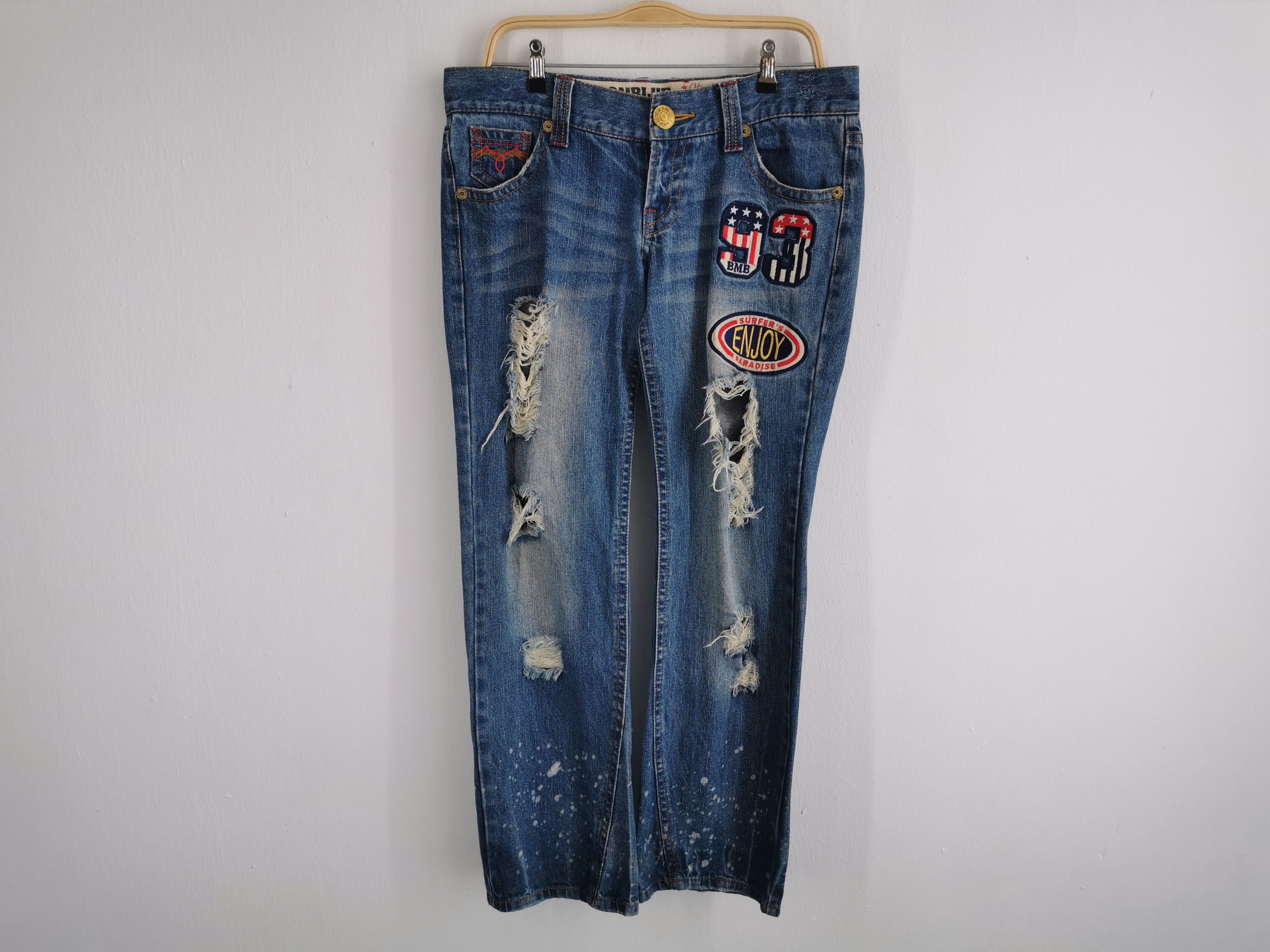 Vintage Vintage Blue Moon Patchwork Denim Jeans Waist 35 Size US 35 - 2 Thumbnail