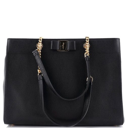 Salvatore Ferragamo o1s1rm1124 Size: OS / Vara Bow Leather Tote Bag in Black Size ONE SIZE - 2 Thumbnail