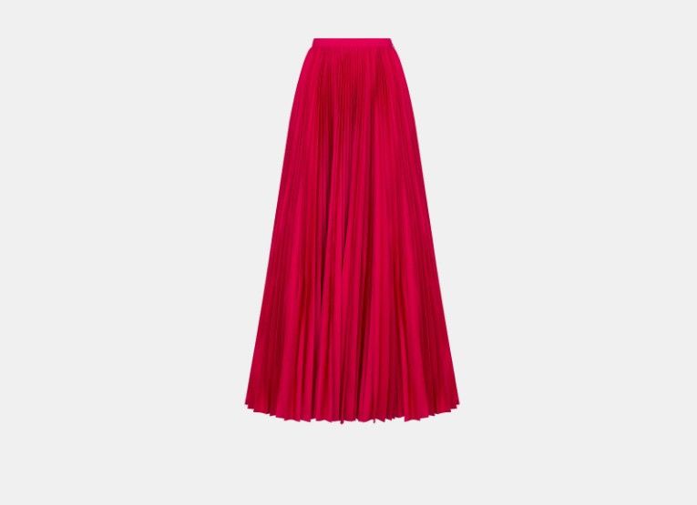 Dior o1w1db10425 411J20A Pleated Maxi Skirt in Amaryllis Red Size 27" / US 4 / IT 40 - 1 Thumbnail