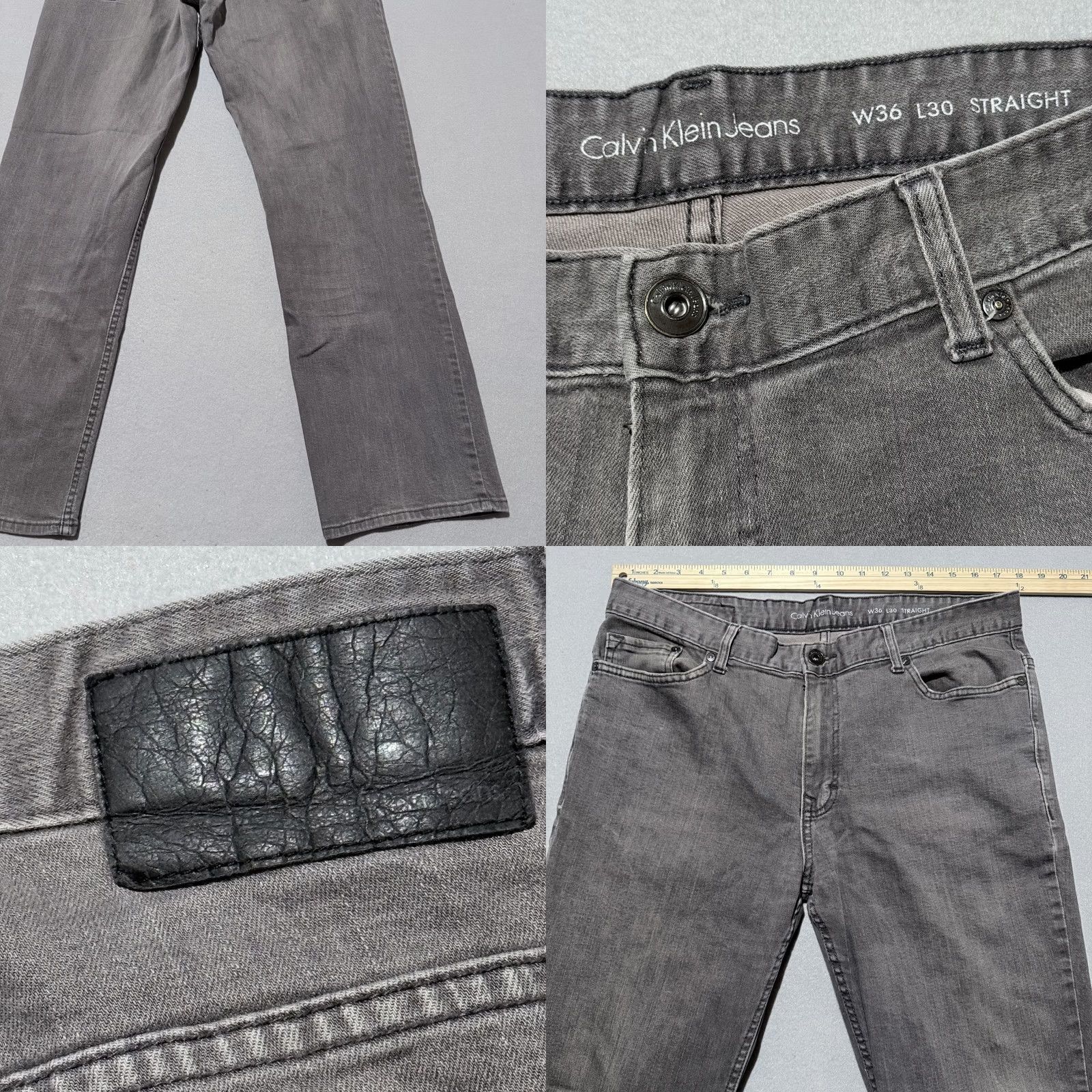 Calvin Klein Calvin Klein Jeans Gray Denim Mid Rise Classic Straight Fit Zip Fly 36x30 Mens Jeans Size US 36 / EU 52 - 8 Thumbnail