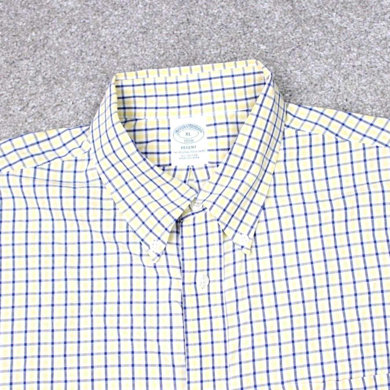 Brooks Brothers Brooks Brothers 1818 Shirt Mens XL Yellow/Blue Check Regent Cotton Long Sleeve Button-Up Shirt Size US XL / EU 56 / 4 - 4 Thumbnail