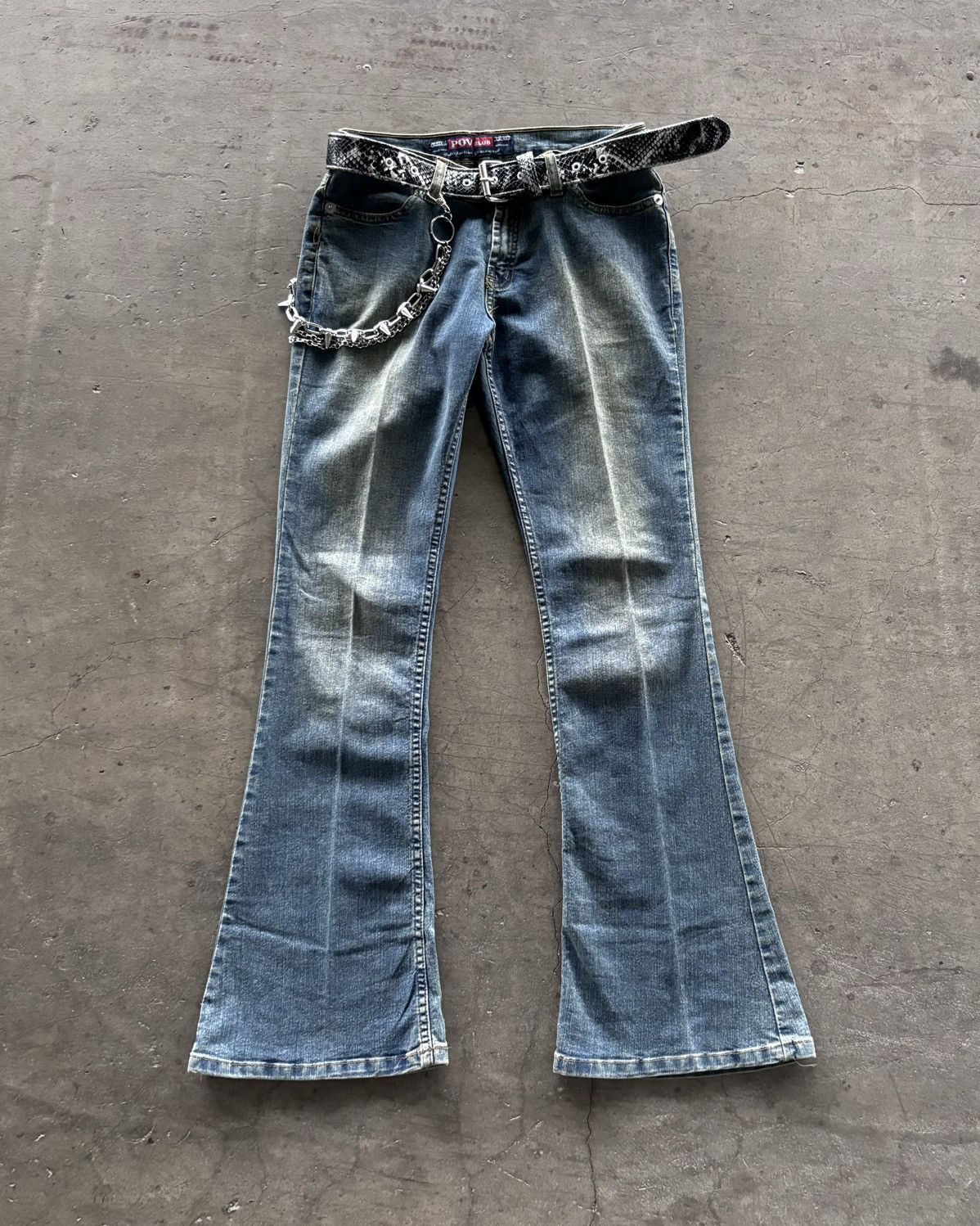 If Six Was Nine 2000s Pov Club Mud Wash Flared Denim Jeans Size US 28 / EU 44 - 3 Thumbnail