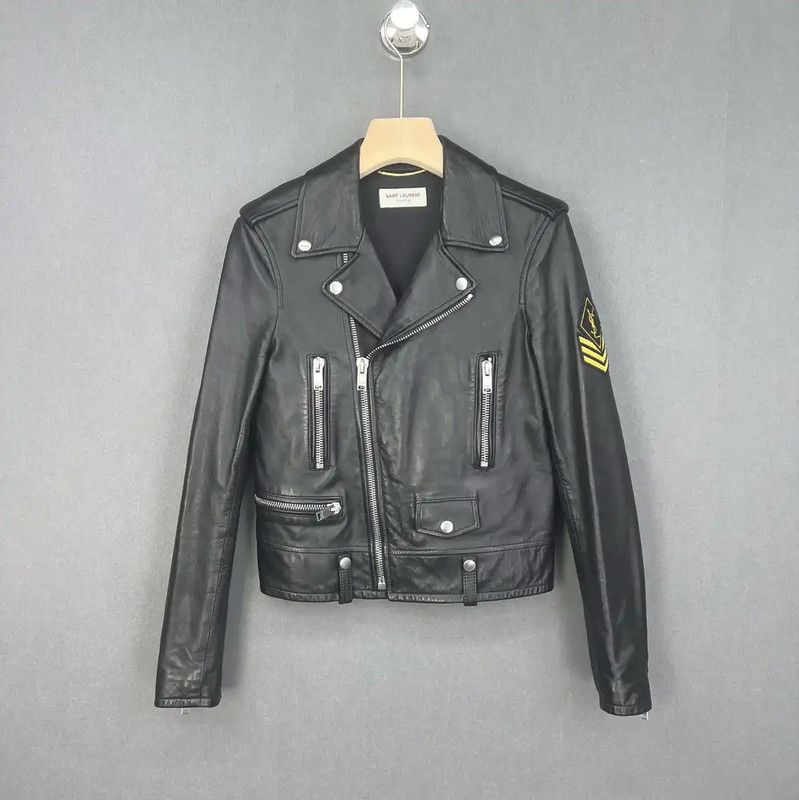 Yves Saint Laurent Saint Laurent Womens Black Leather Jacket 0089 Size ONE SIZE - 1 Thumbnail