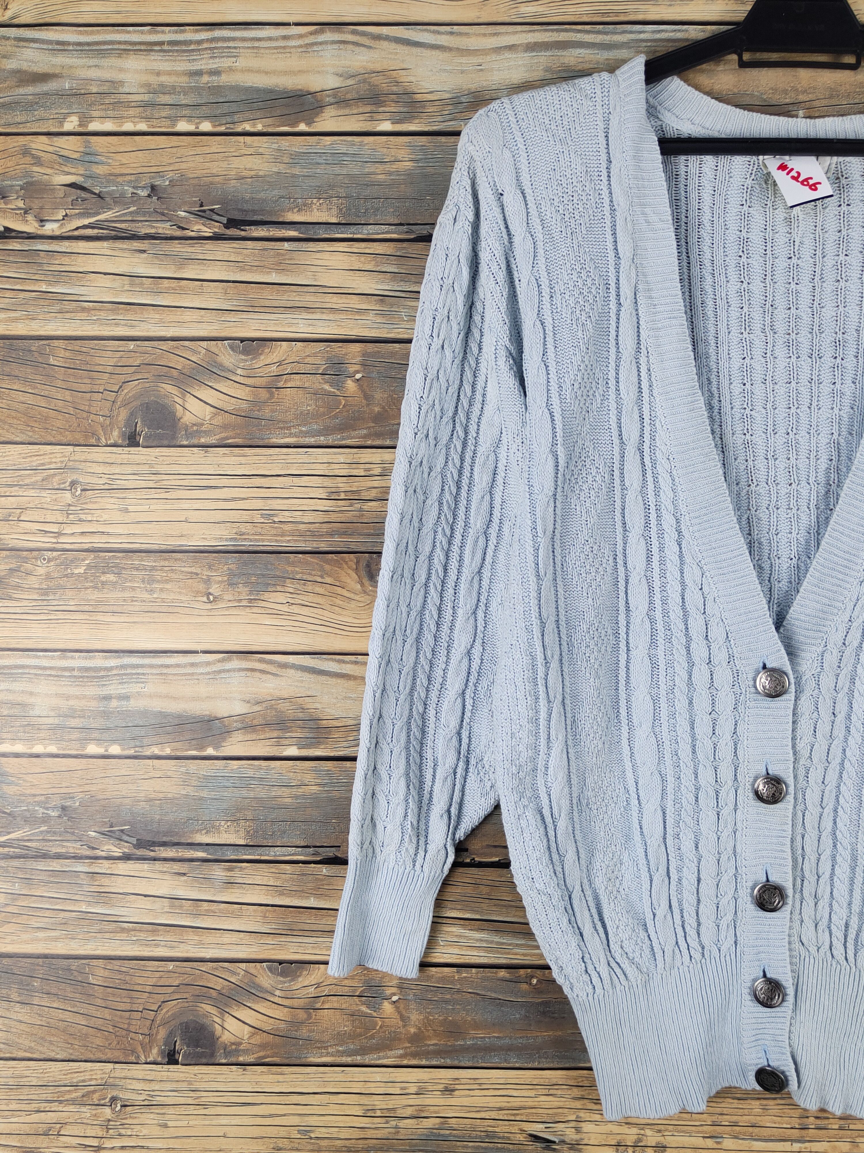 Aran Isles Knitwear × Japanese Brand Liberal Blue Knitwear Cardigan #W1266 Size M / US 6-8 / IT 42-44 - 3 Thumbnail