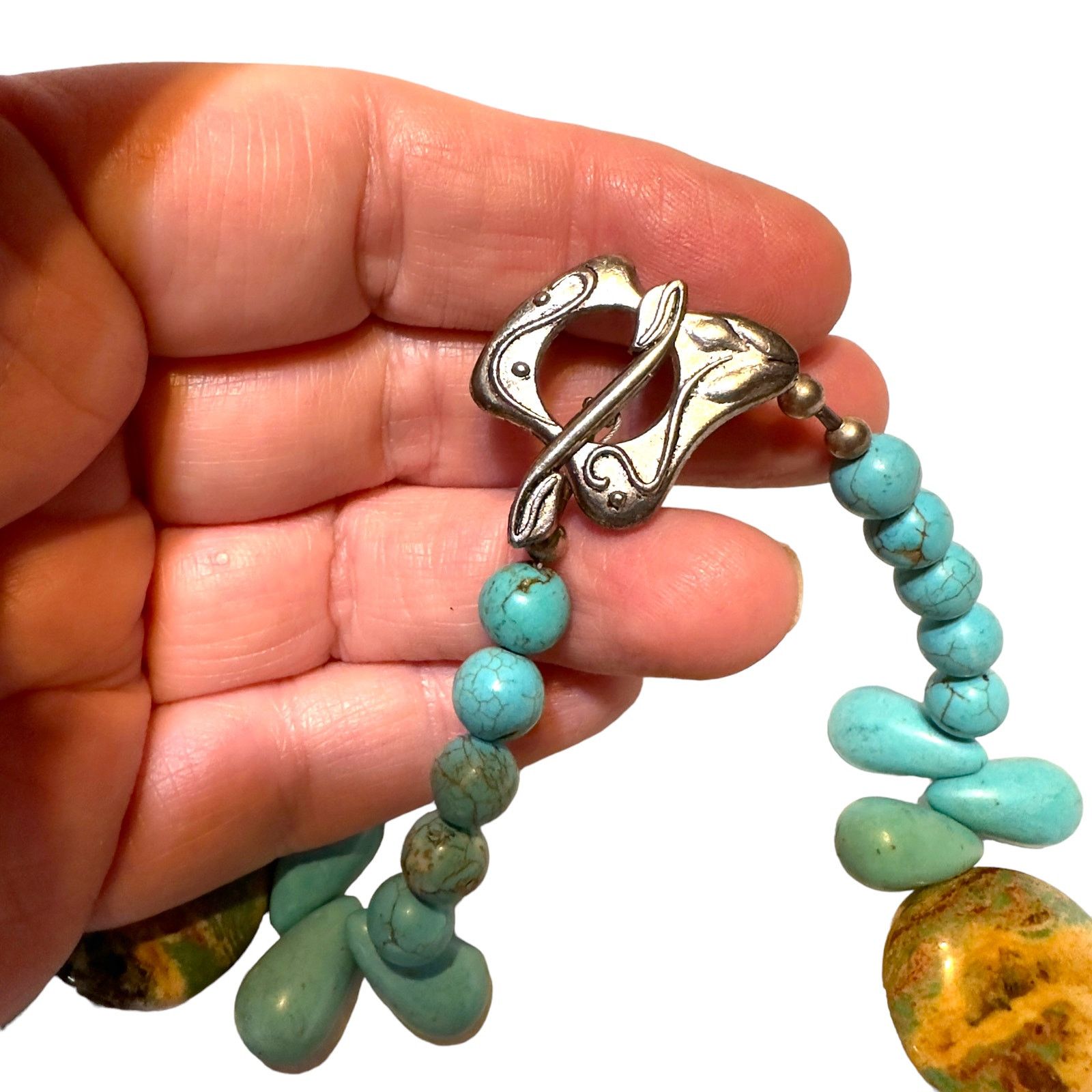 The Unbranded Brand Vintage Turquoise & Jasper Statement Gemstone Necklace Size ONE SIZE - 8 Thumbnail