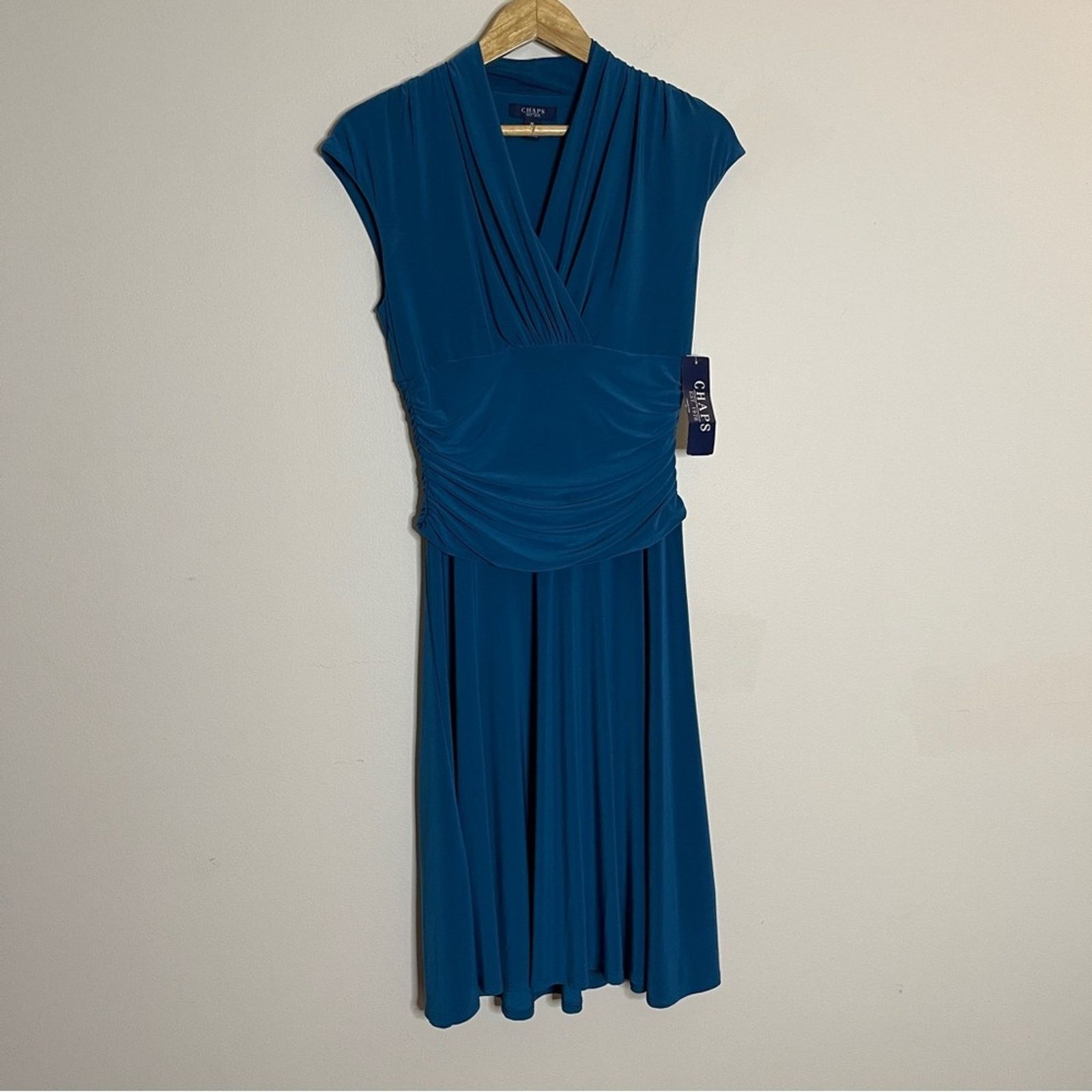 Chaps Chaps Dress Jersey Ruched Midi Career Blue Size M NEW Size M / US 6-8 / IT 42-44 - 2 Thumbnail