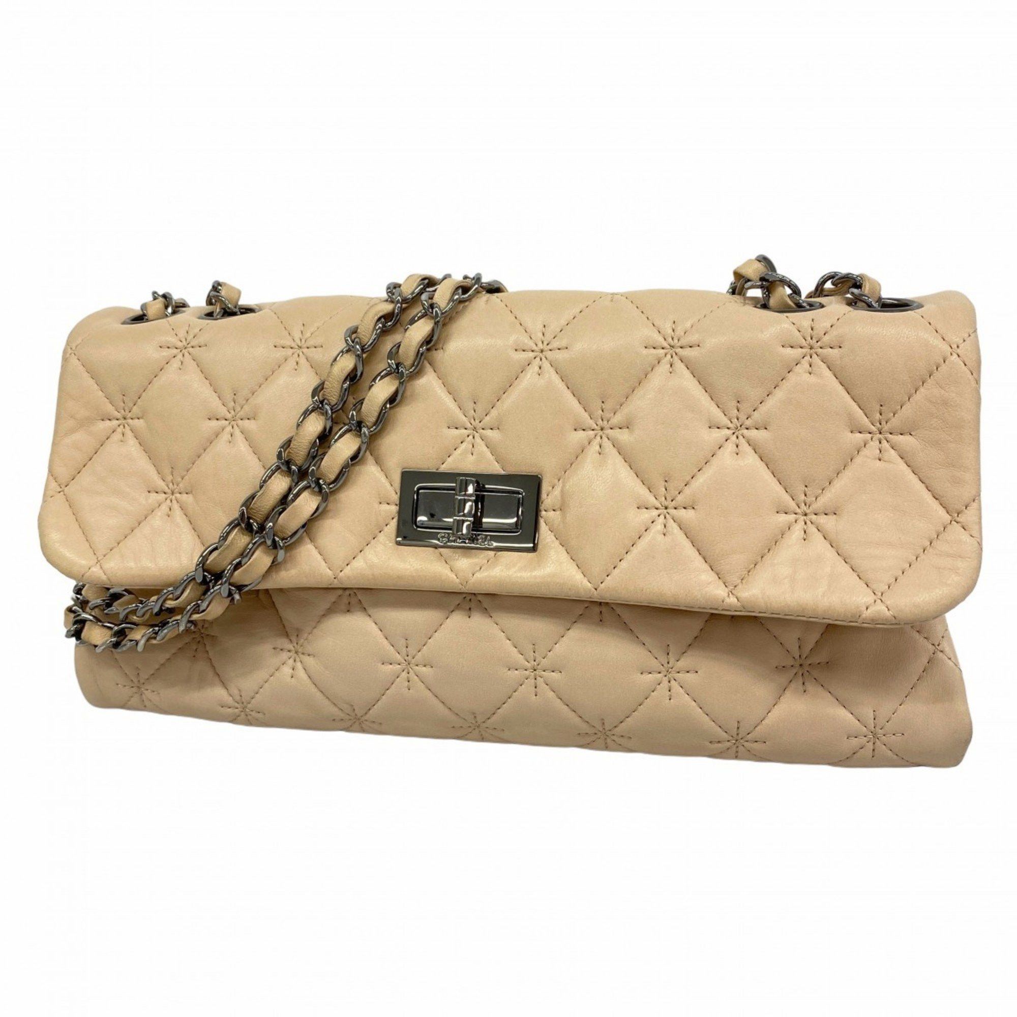 Chanel Shoulder Bag 2.55 Lambskin Beige Women's